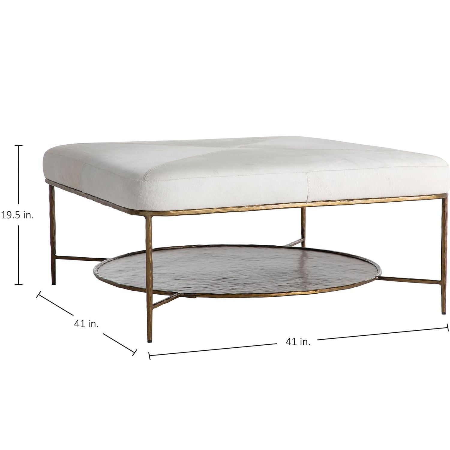 Laurie Hair-on-Hide Leather Iron Square Ottoman