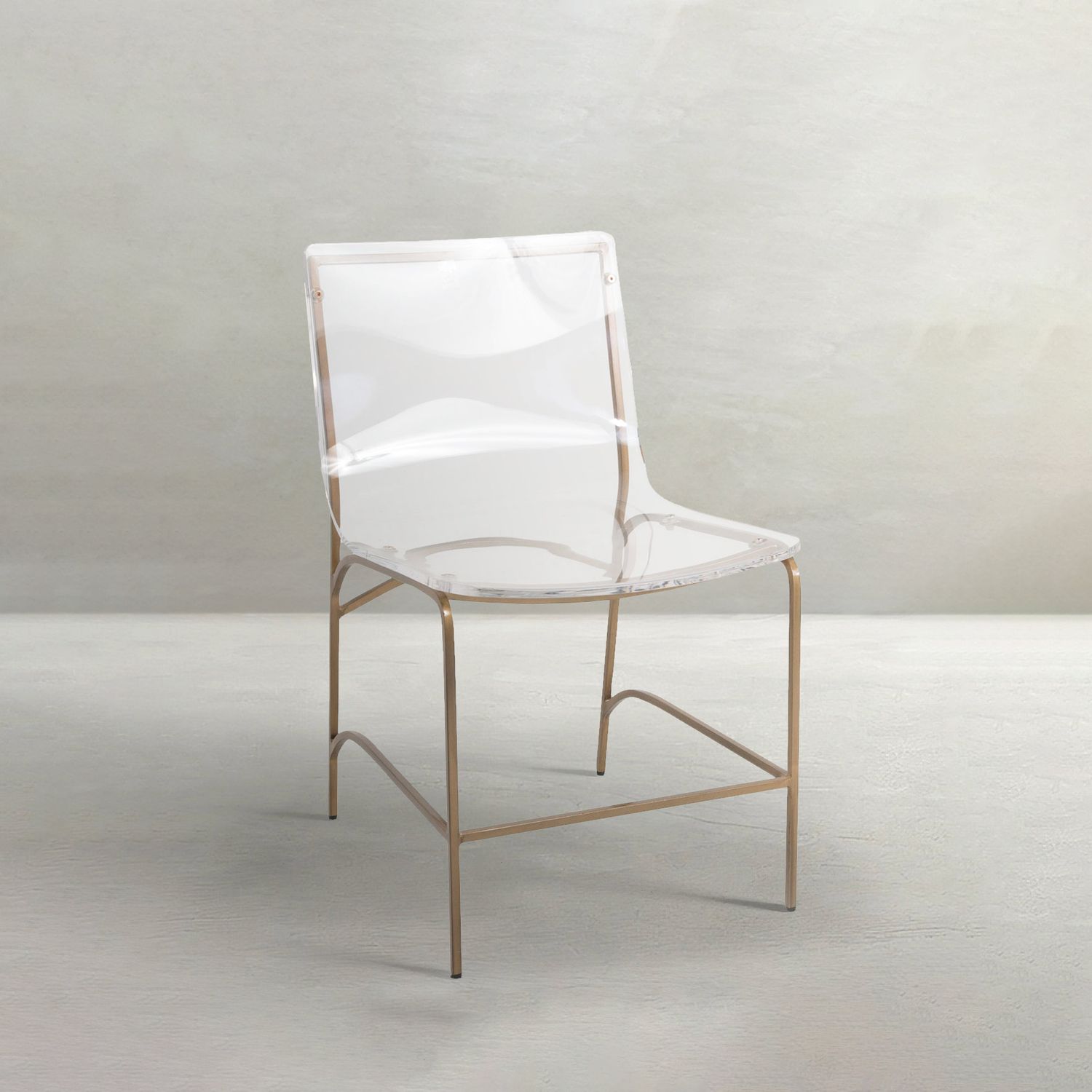 Penelope Acrylic Iron Armless Dining Chair - Antique Gold Clear