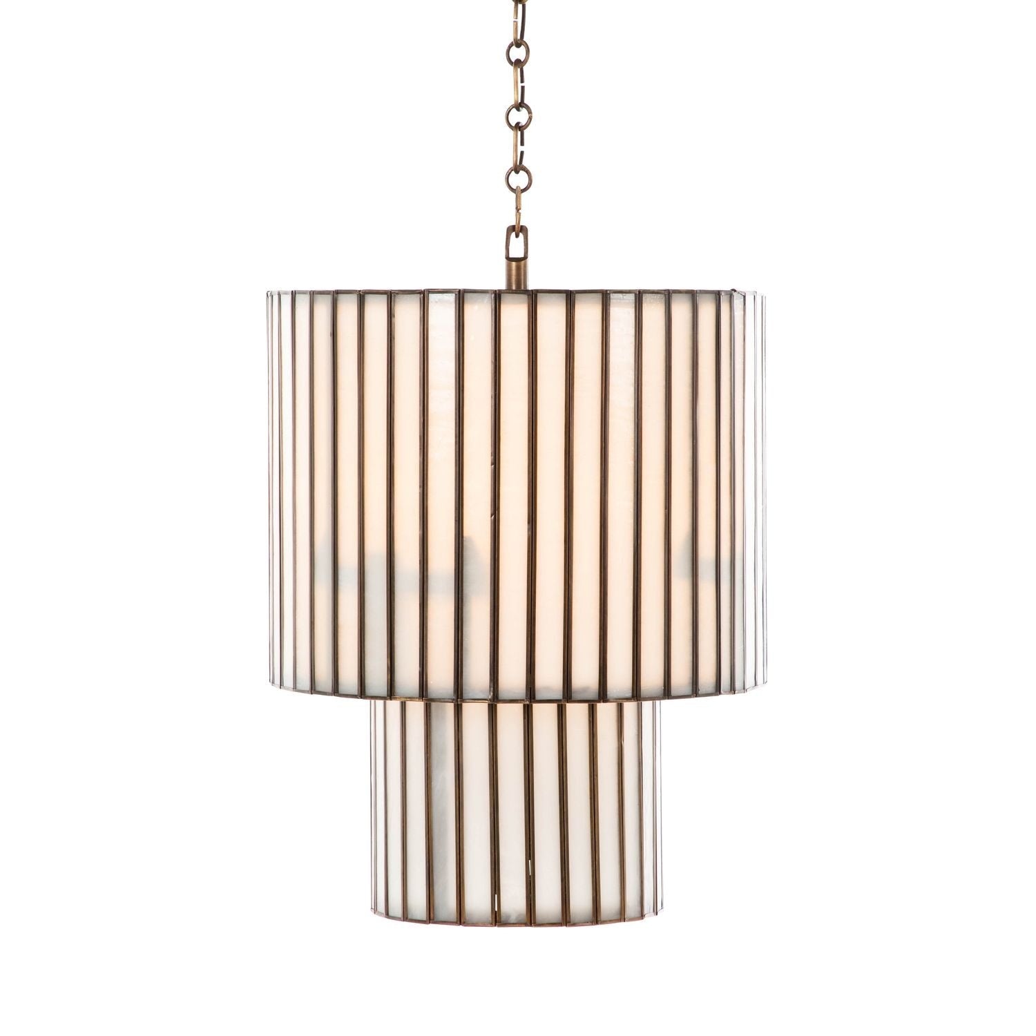 Fulbright Iron Brushed Brass Two-Tiered Pendant - 14.75 In. D X 19 In. H