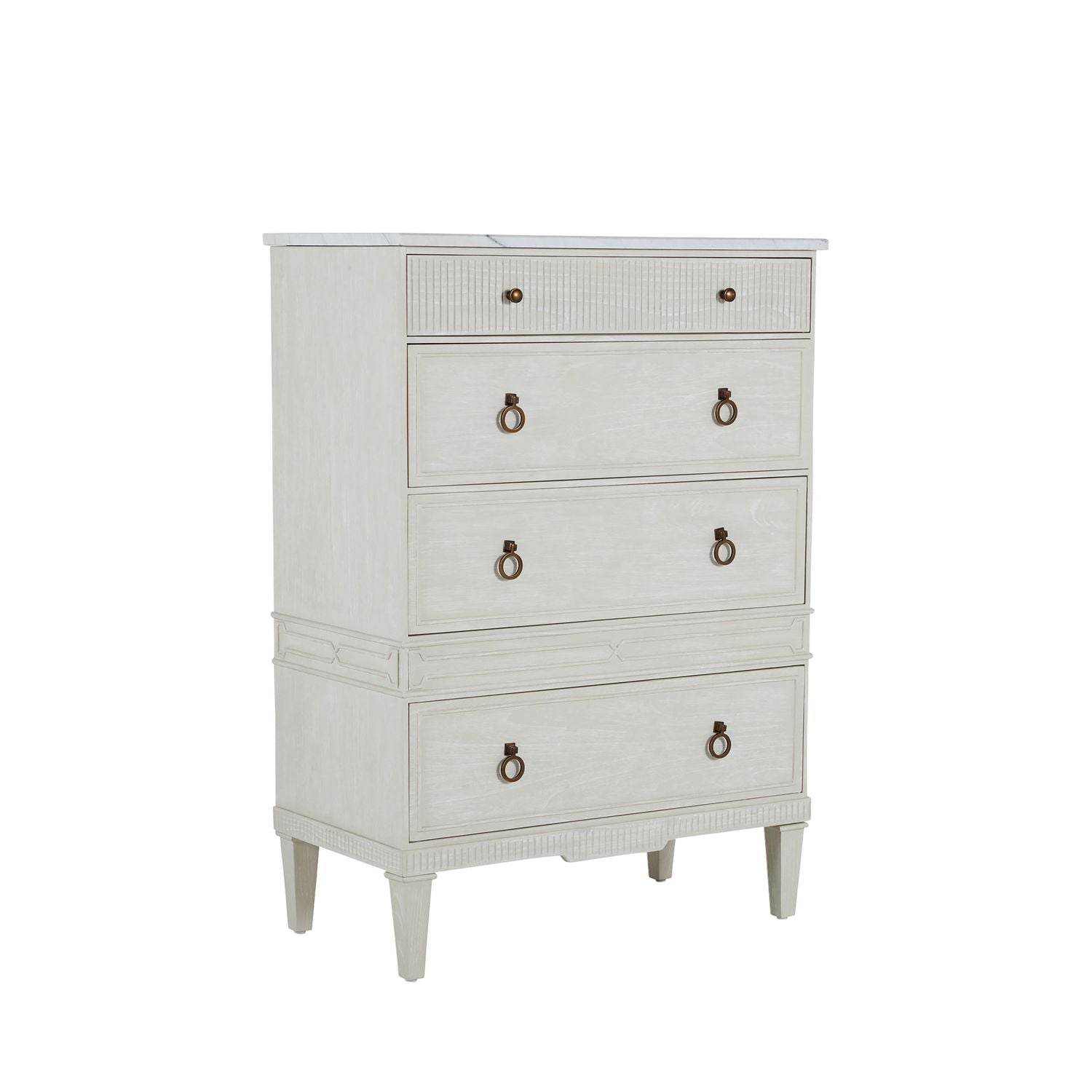 Archie Mindi Sungkai Wood Tallboy - 4 Drawers, White