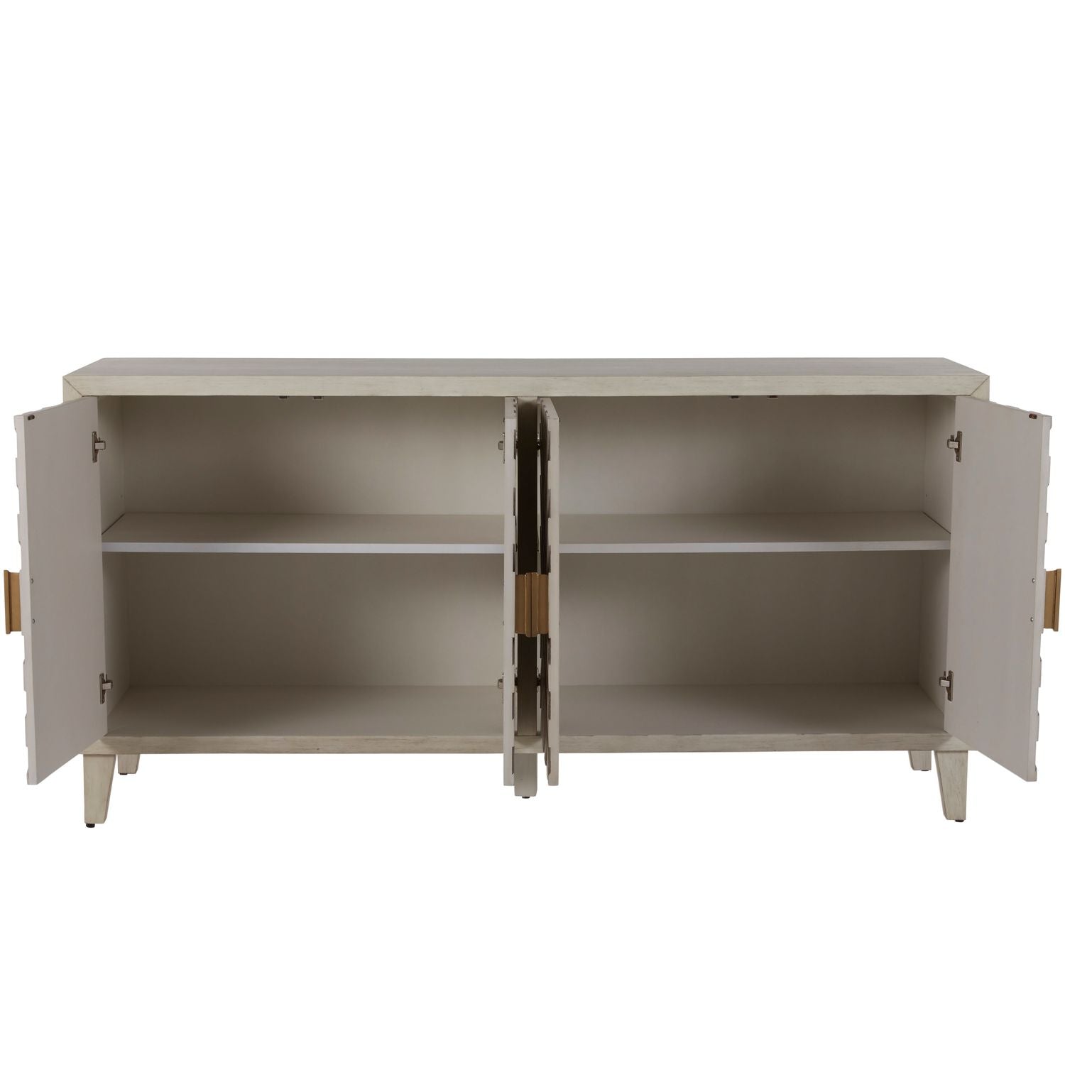 Molena Mahogany Geometric Cabinet - 2 Shelves, Sesame White Antique Gray