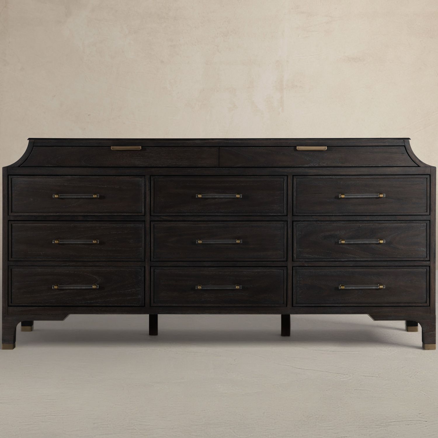 Alexandra Mahogany Dresser - 11 Drawers, Cerused Forest Black