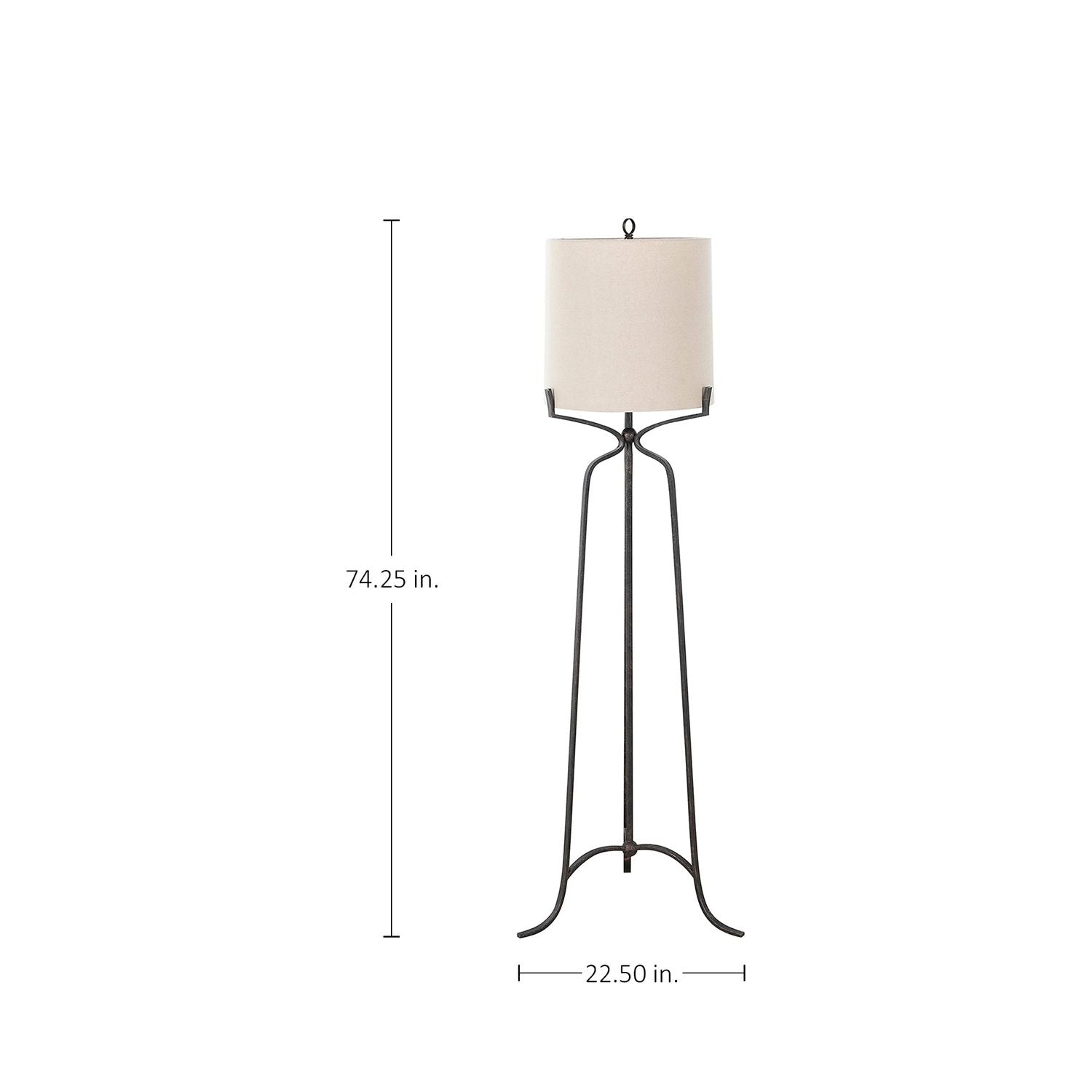 Elena Iron Antique Bronze Tripod Base Floor Lamp - 74.25 In. H
