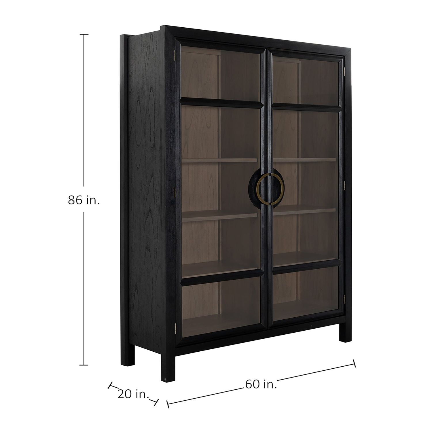 Elias Mindi Wood Transitional Cabinet - 4 Shelves, Antique Bronze