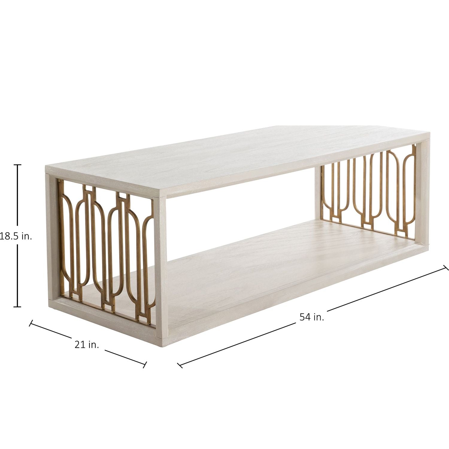 Ainsworth Mindi Rectangle Frame Coffee Table - White and Ivory, 54 In. W X 18.5 In. H