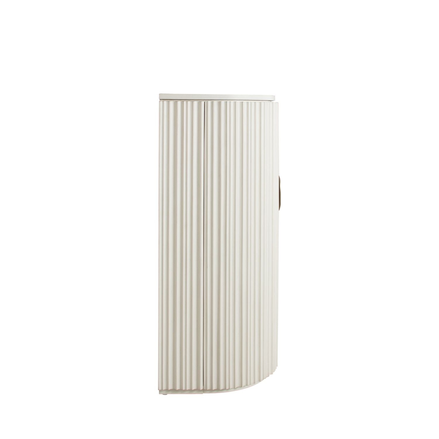 Isadora Wood Fluted Sideboard - 2 Shelves, Sesame White