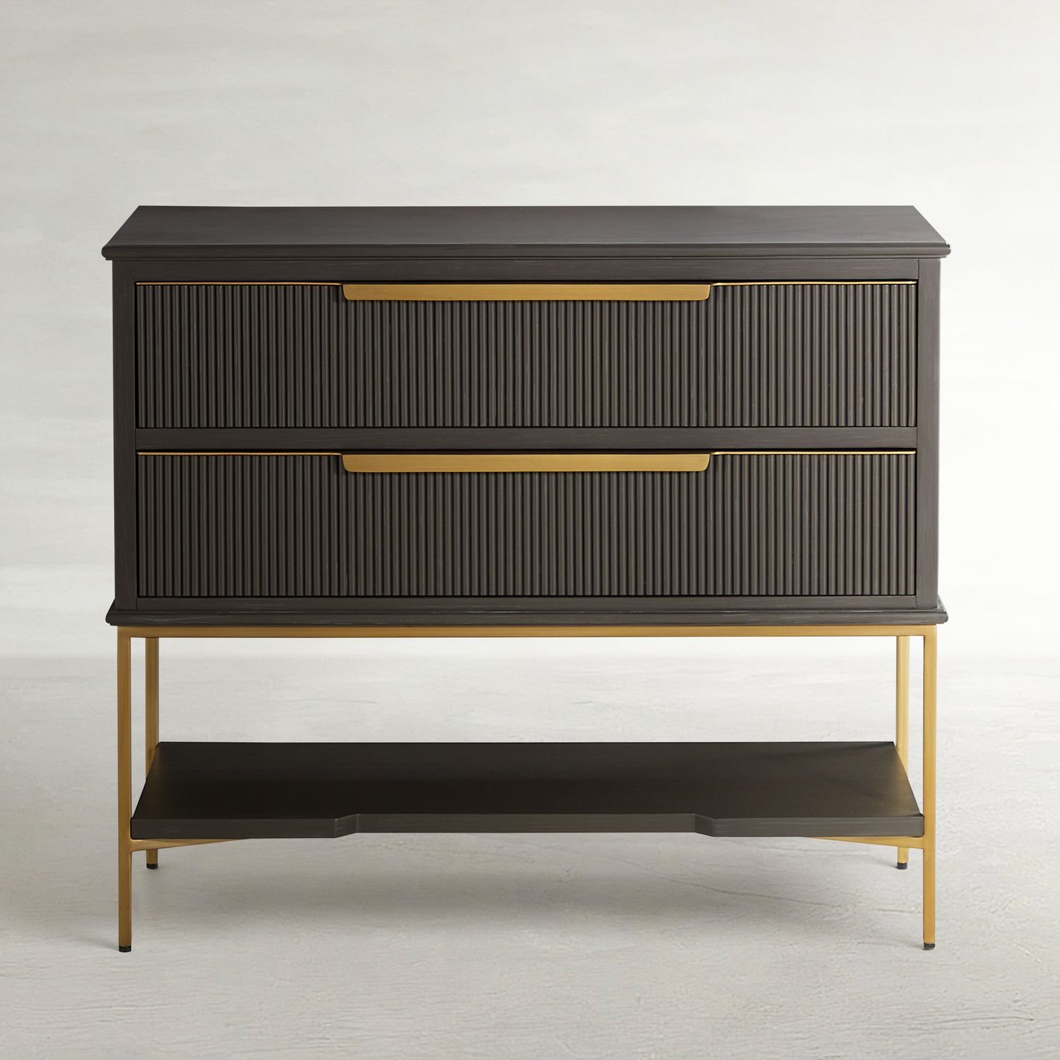 Riggs Mahogany Wood Nightstand - 2 Drawers, Sesame Black