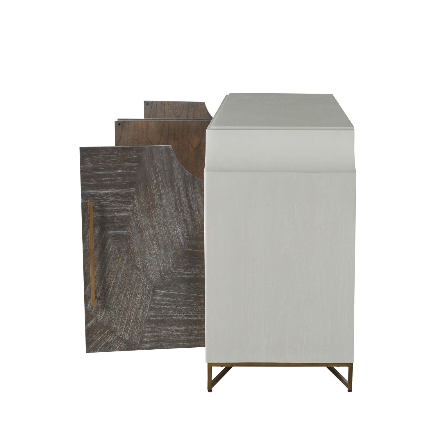 Kirsten Mindi Wood Cabinet - 2 Shelves, Cerused White Coal