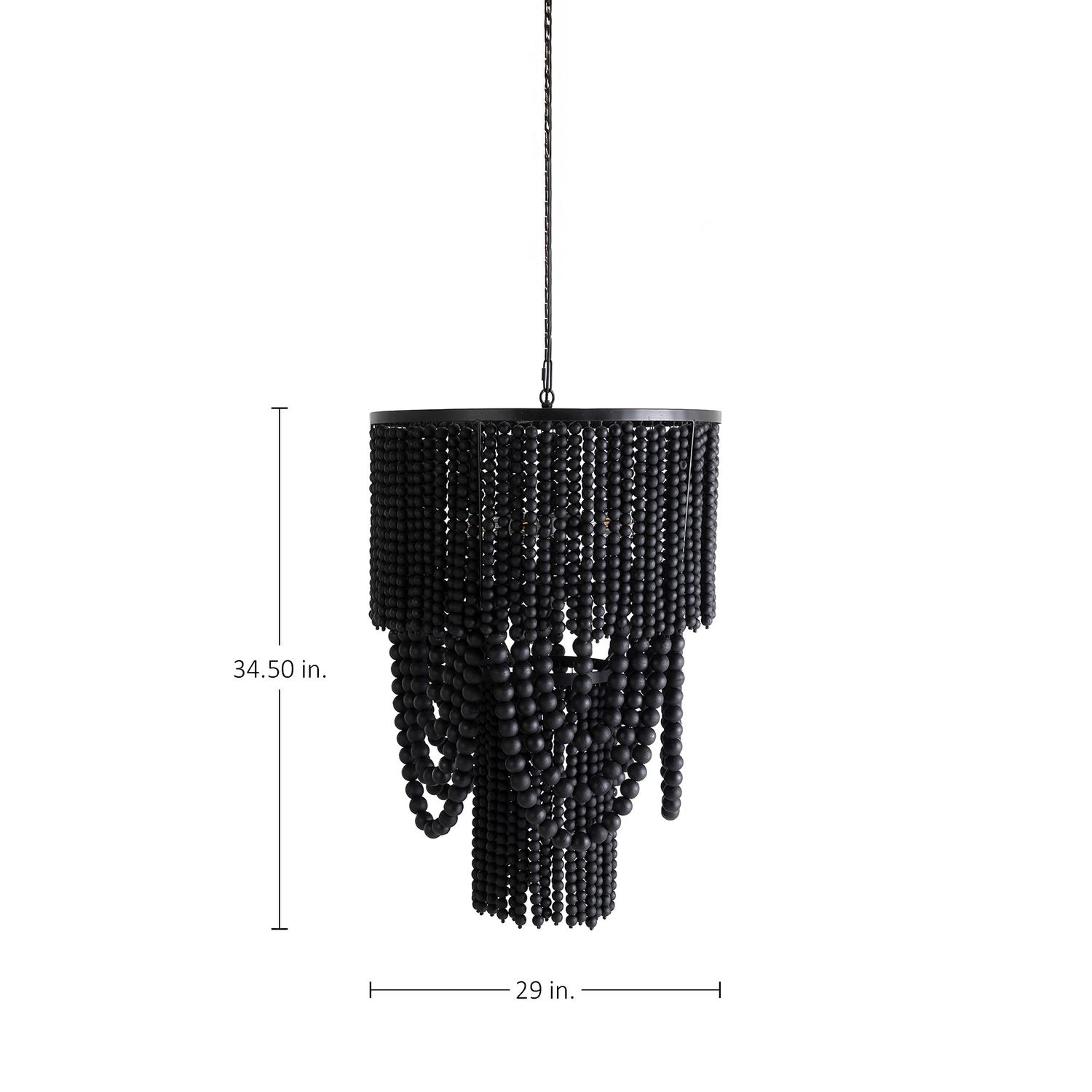 Norton Metal Charcoal Matte Black Beads Chandelier - 29 In. D X 34.5 In. H