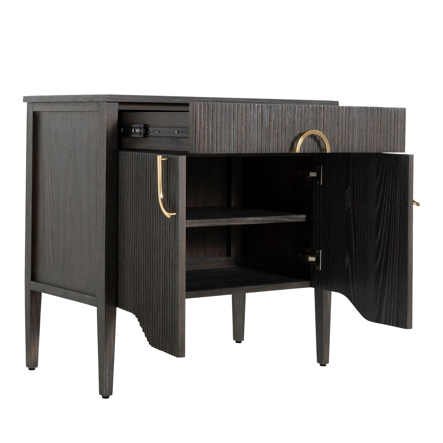Darrius Wood Tapered Legs Nightstand - 1 Drawer, Cerused Ash