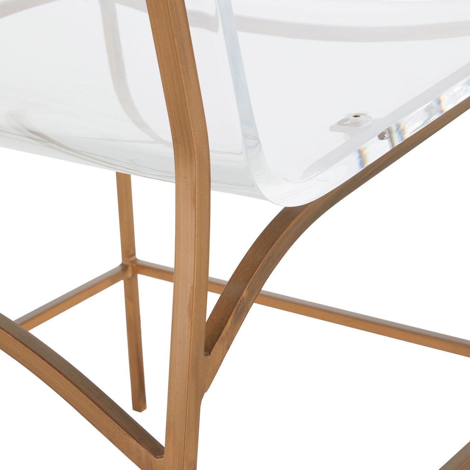 Penelope Acrylic Iron Armless Dining Chair - Antique Gold Clear
