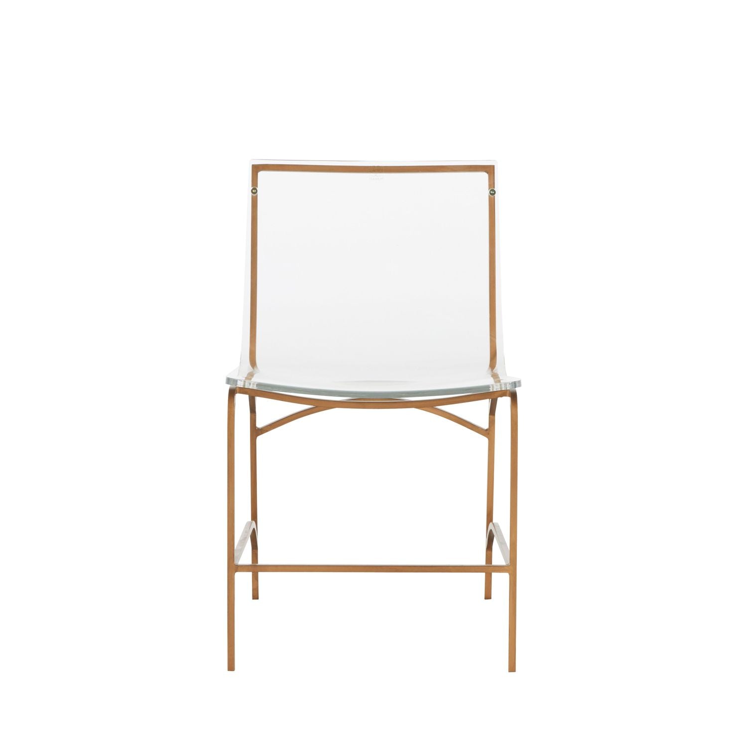 Penelope Acrylic Iron Armless Dining Chair - Antique Gold Clear