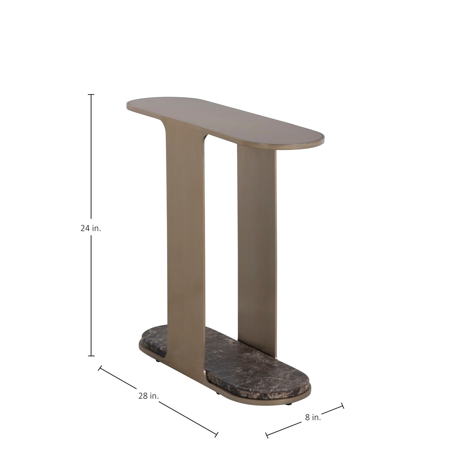 Cascade Metal Oval Side Table - 8 In. W X 24 In. H