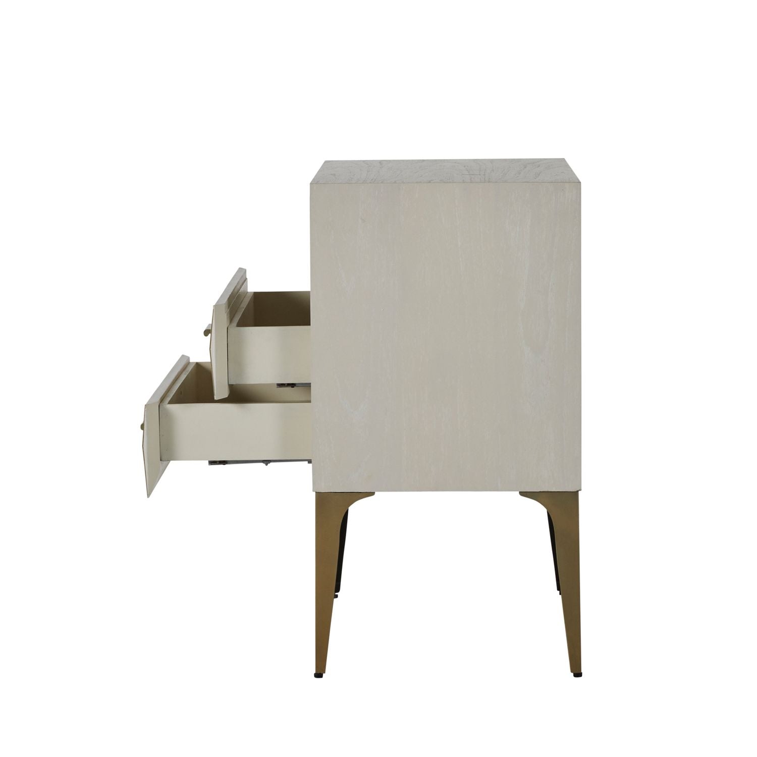 Whitley Mindi Wood Nightstand - 2 Drawers, Cerused White