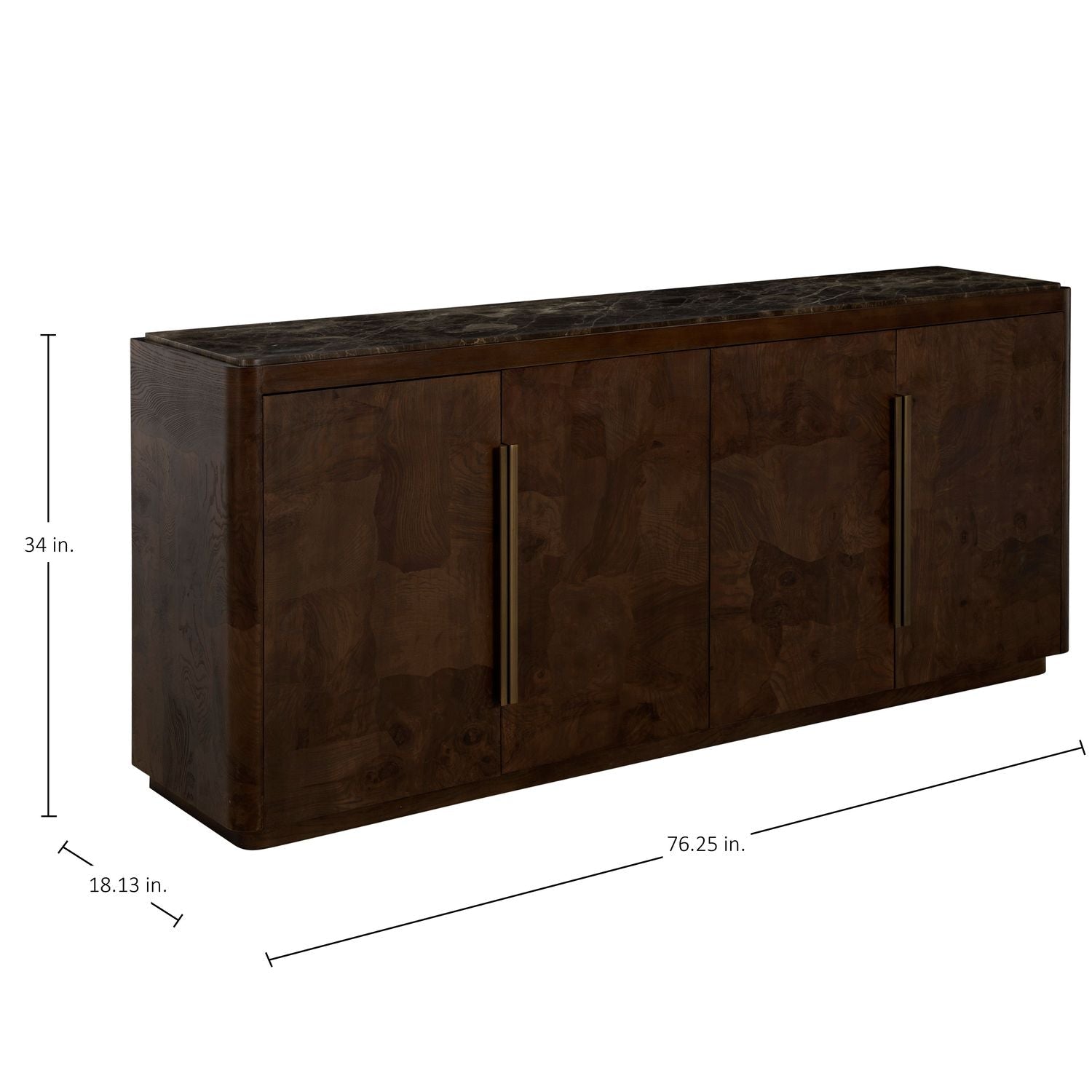 Summit Ash Burl Sideboard - 2 Shelves, Dusk