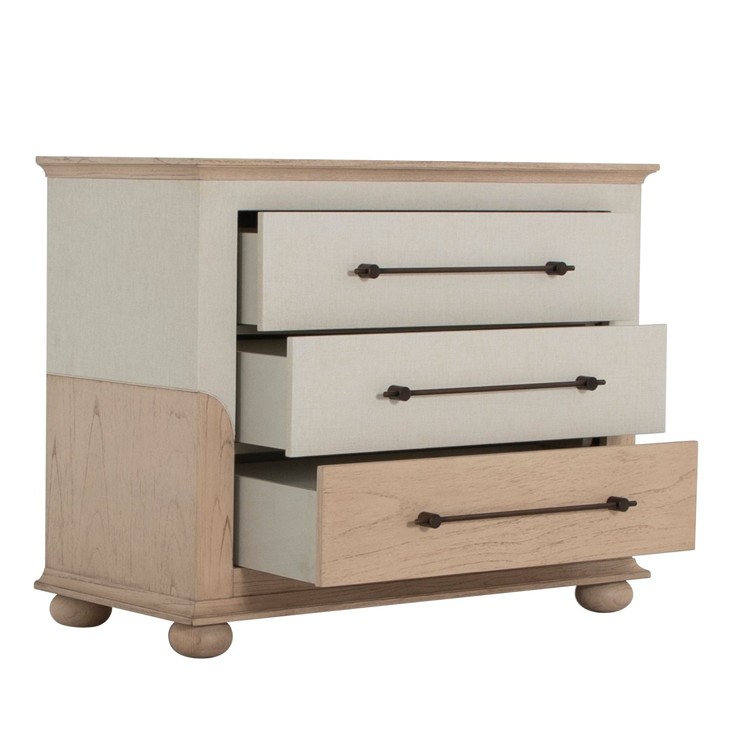 Crestine Mindi Wood Chest - 3 Drawers, White Raffia