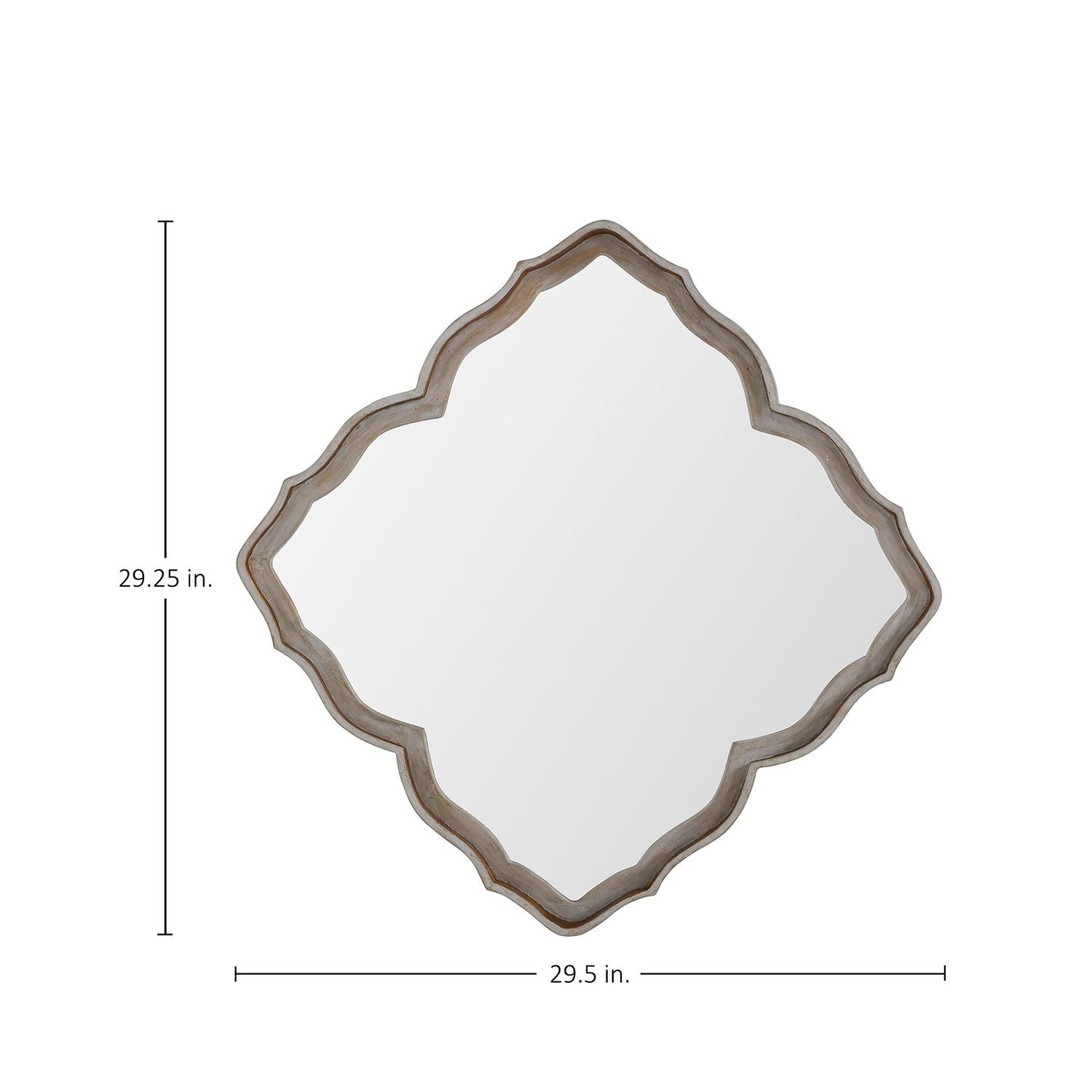 Adriana Curved Accent Mirror - Cerused White, 29.25 In. H X 29.5 In. W X 2.75 In. D
