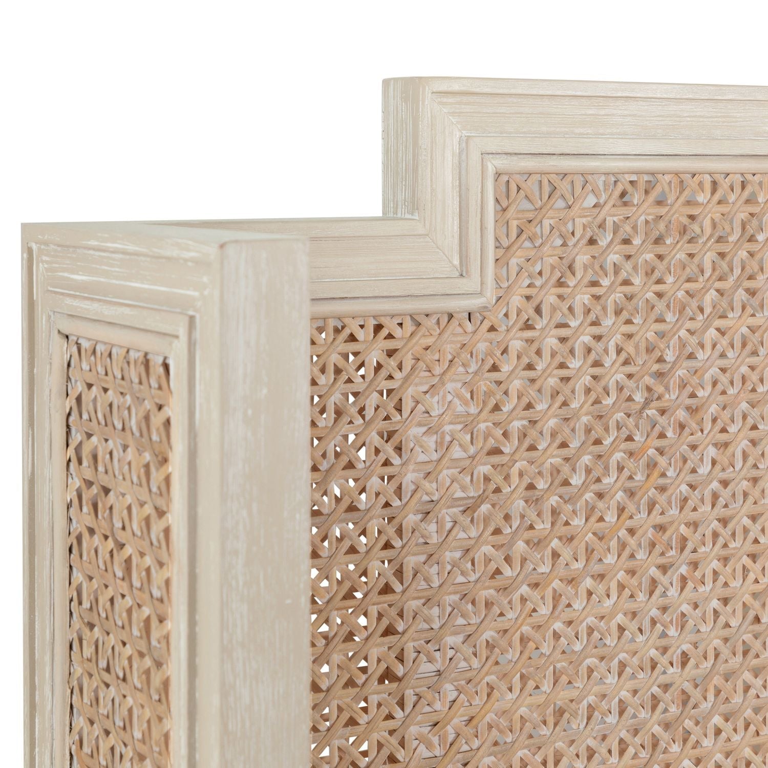 Camille Natural Rattan Wood Transitional Cane Bed
