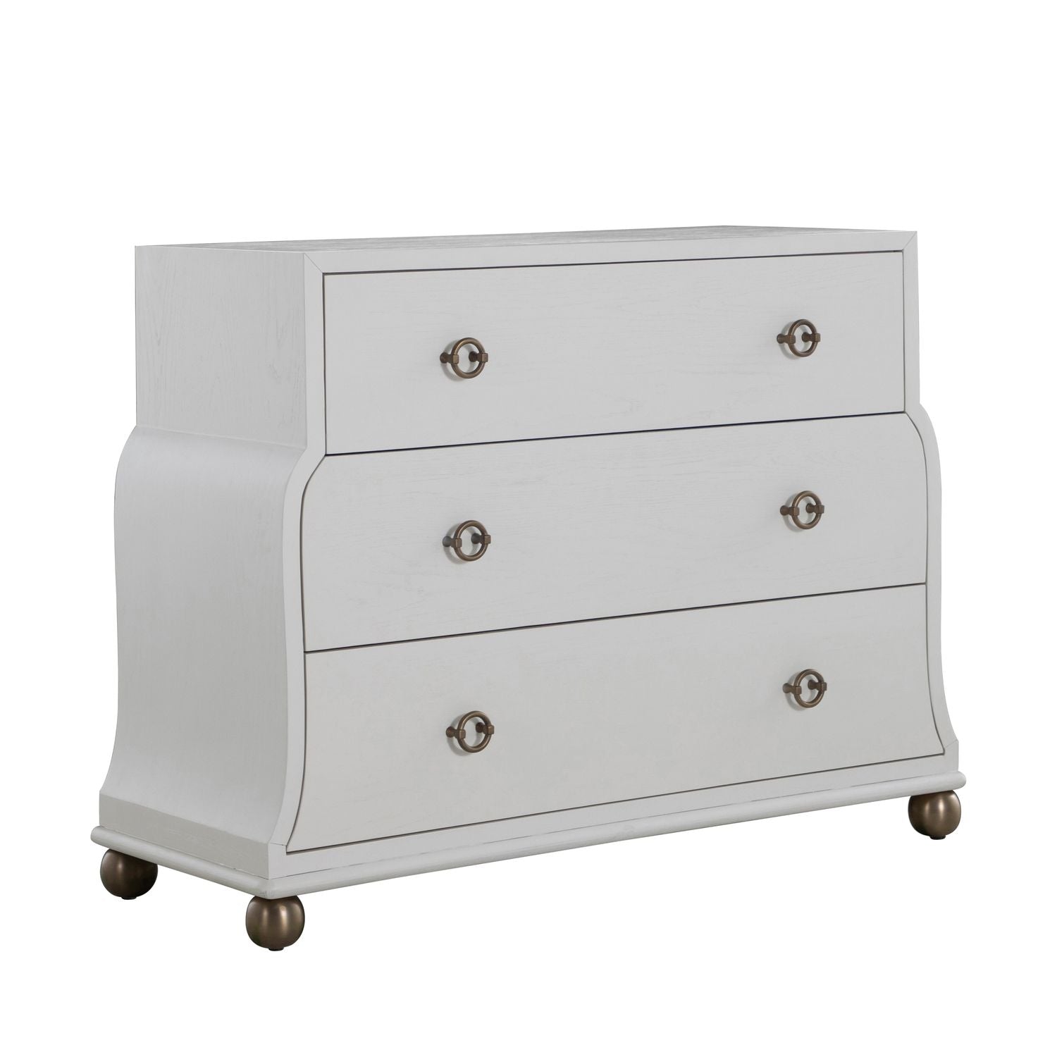 Pearl Oak Wood Chest - 3 Drawers, Ivory White