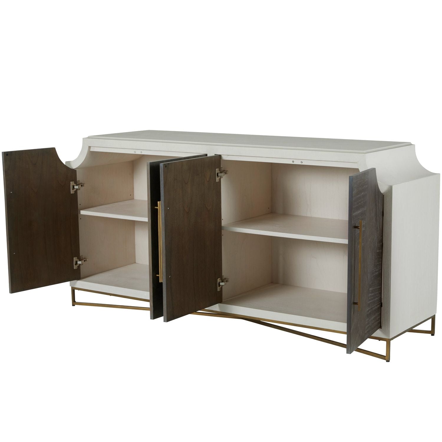 Kirsten Mindi Wood Cabinet - 2 Shelves, Cerused White Coal
