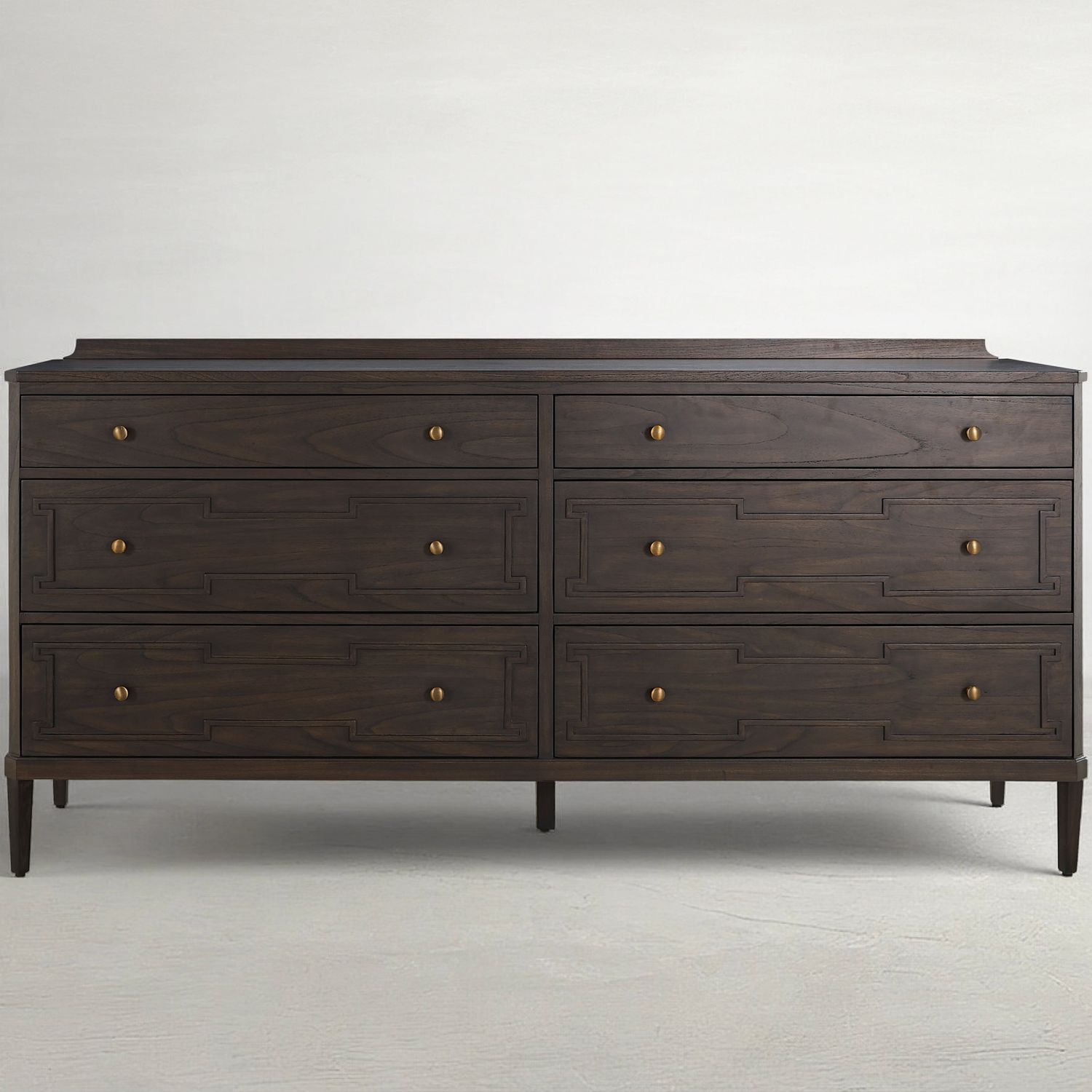 Glenwood Mindi Wood Dresser - 6 Drawers, Cerused Brown