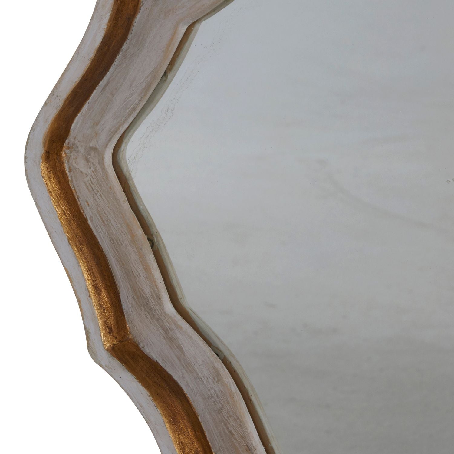 Adriana Curved Accent Mirror - Cerused White, 29.25 In. H X 29.5 In. W X 2.75 In. D