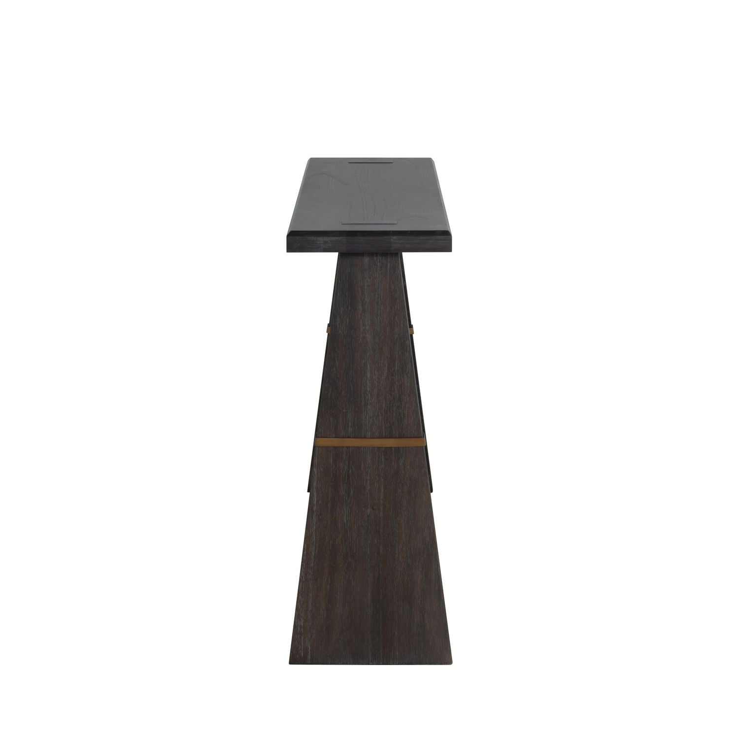 Havana Mindi Wood Rectangle Trestle Console Table - Forest Black, 52 In. W X 32.25 In. H