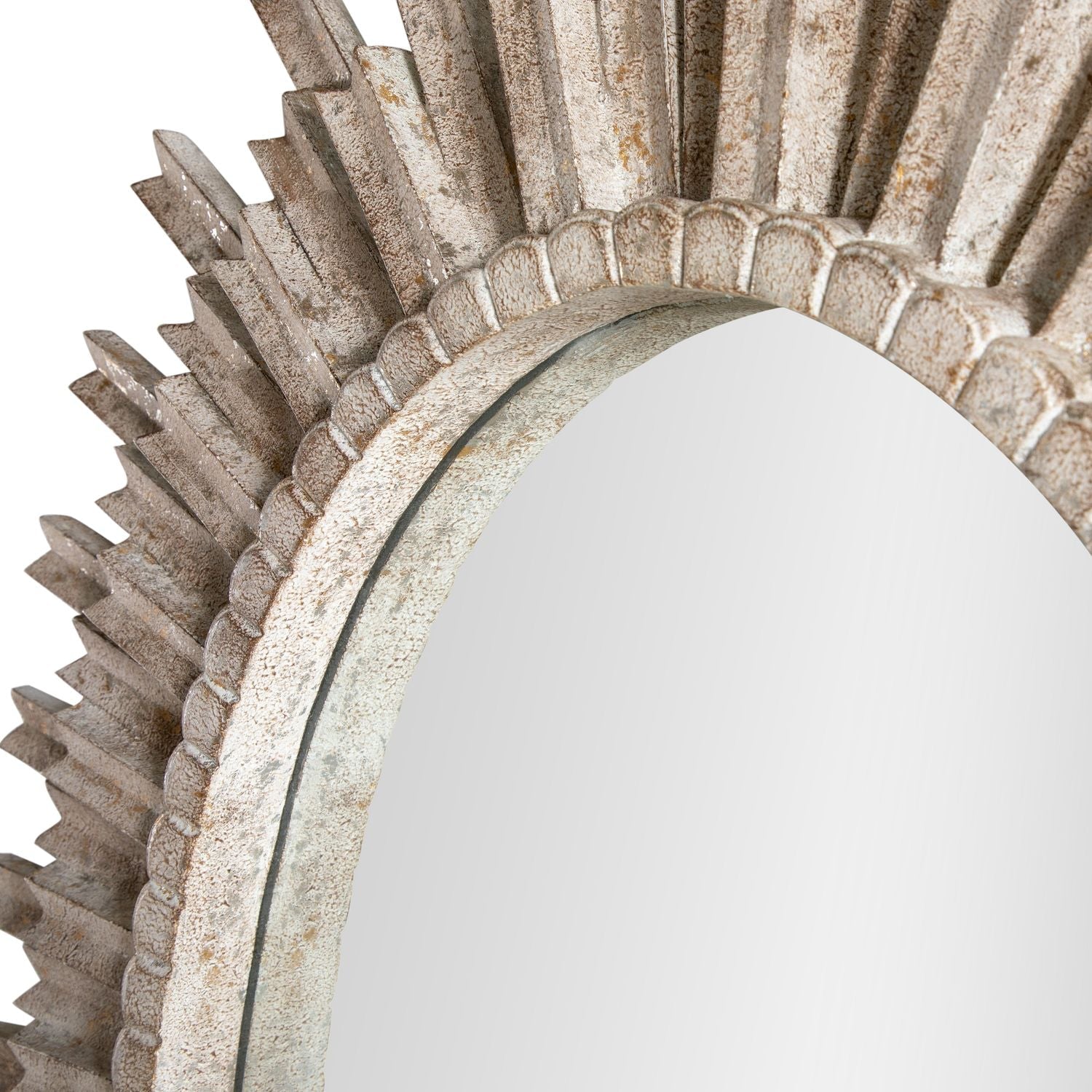Jean-Michel Oval Accent Mirror- Antique White, 53 In. H X 39 In. W X 3 In. D