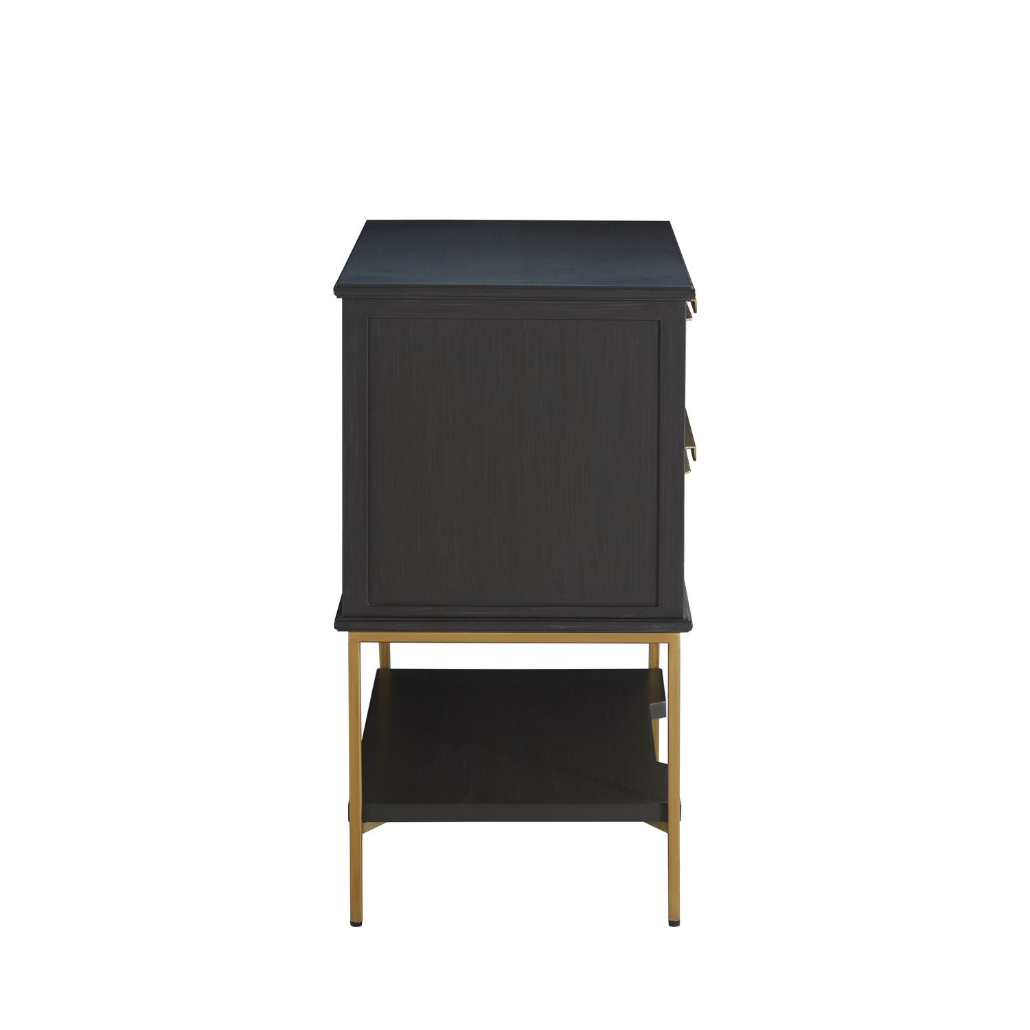 Riggs Mahogany Wood Nightstand - 2 Drawers, Sesame Black