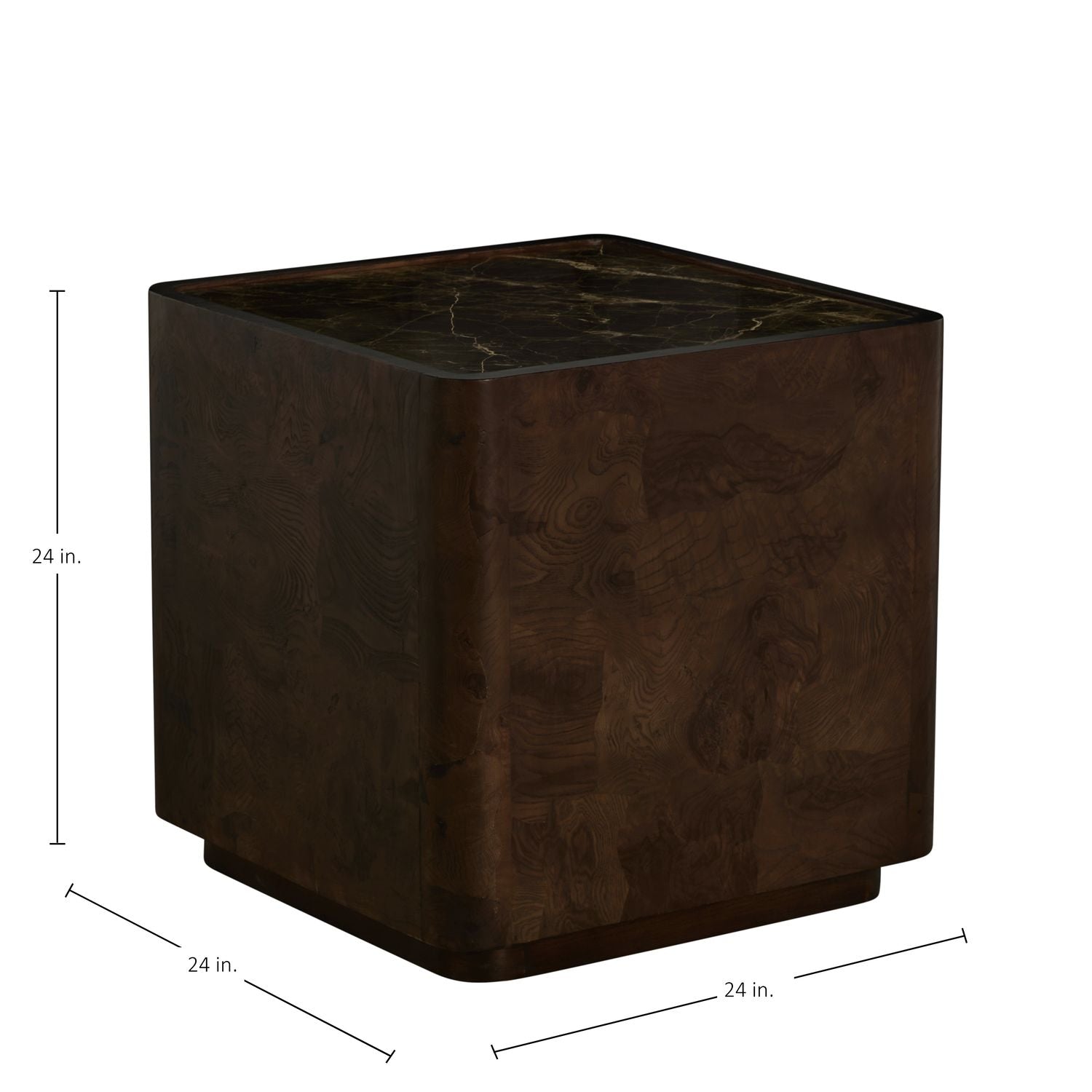 Summit Ash Burl Square Pedestal Side Table - Dusk, 24 In. W X 24 In. H
