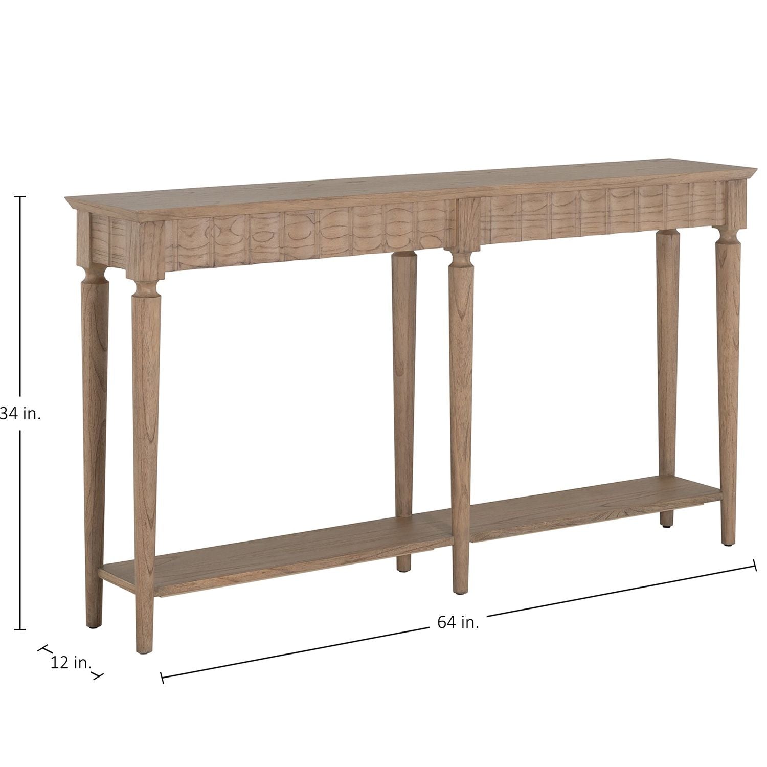 Peterson Mindi Veneer Long Rectangle Trestle Console Table - Natural, 64 In. W X 34 In. H