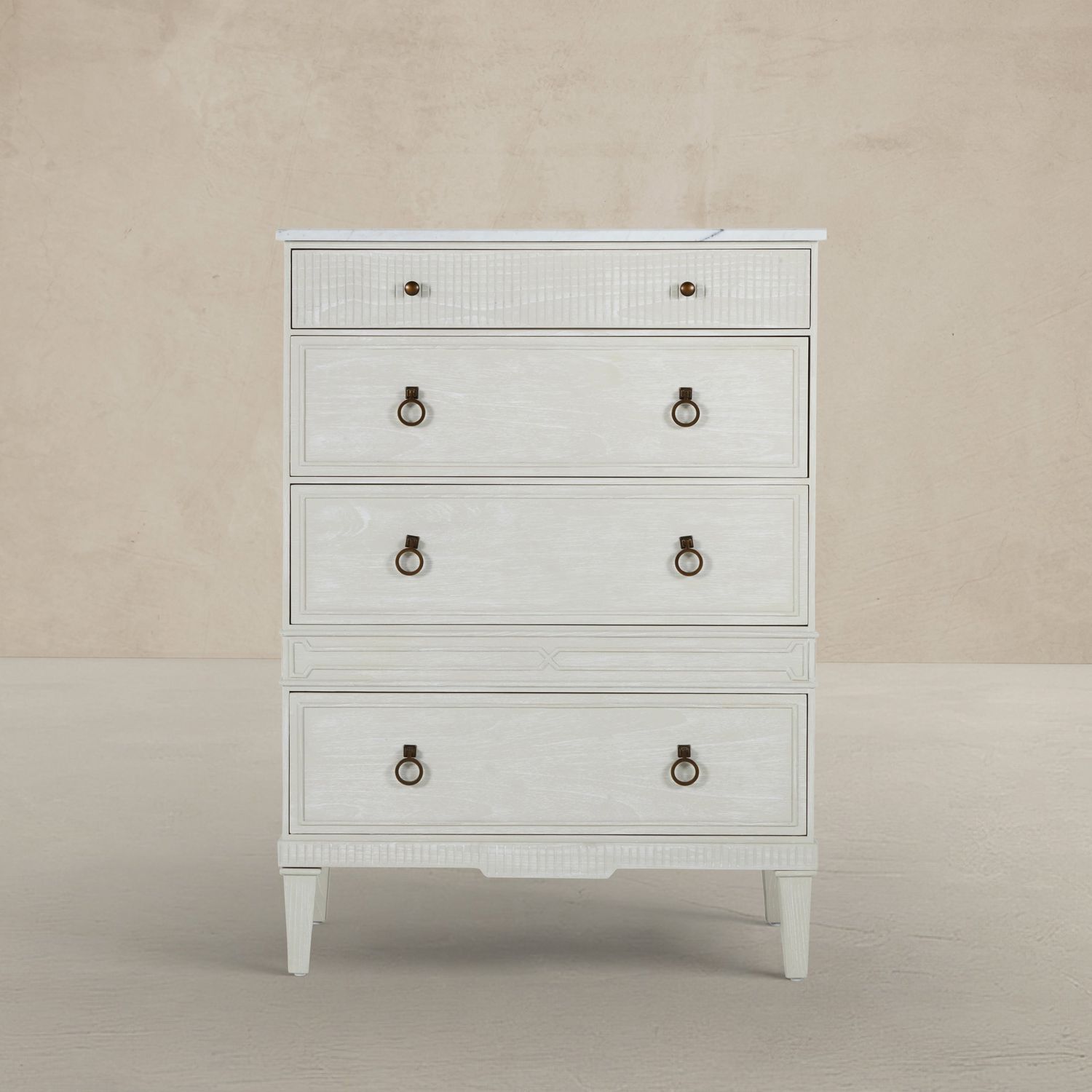 Archie Mindi Sungkai Wood Tallboy - 4 Drawers, White
