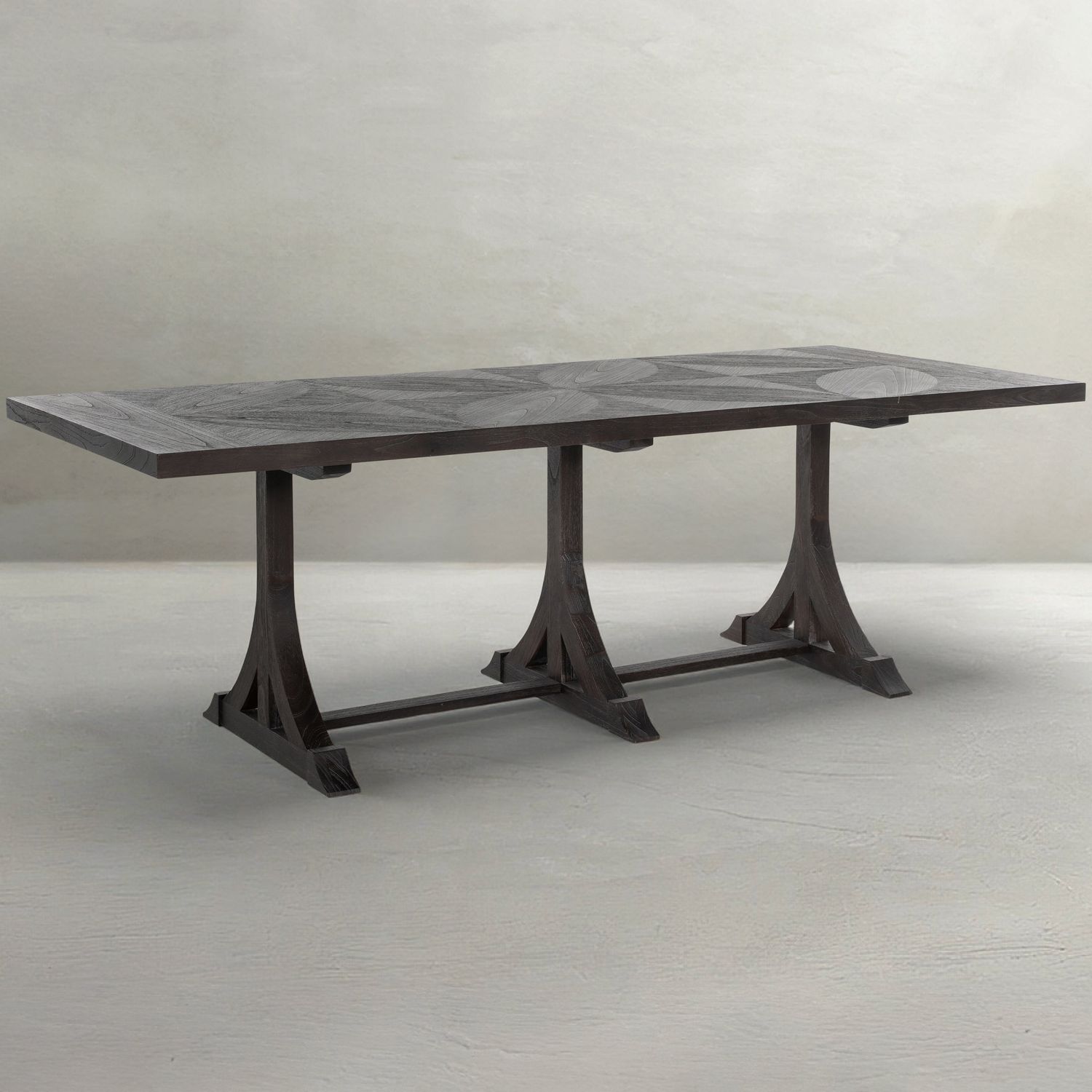Adams Mindi Veneer Rectangle Trestle Dining Table - Forest Black, 94 In. W X 30.5 In. H