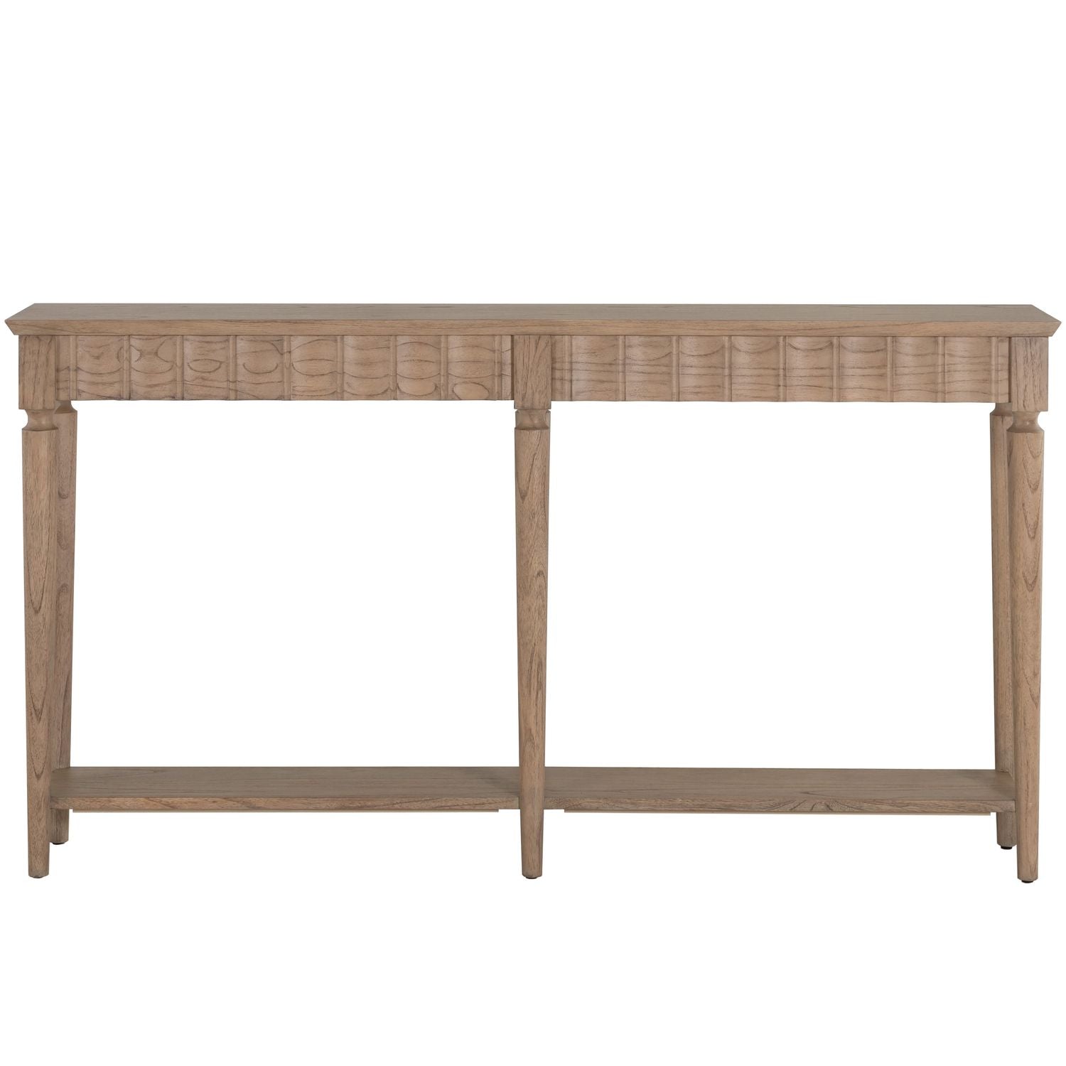 Peterson Mindi Veneer Long Rectangle Trestle Console Table - Natural, 64 In. W X 34 In. H