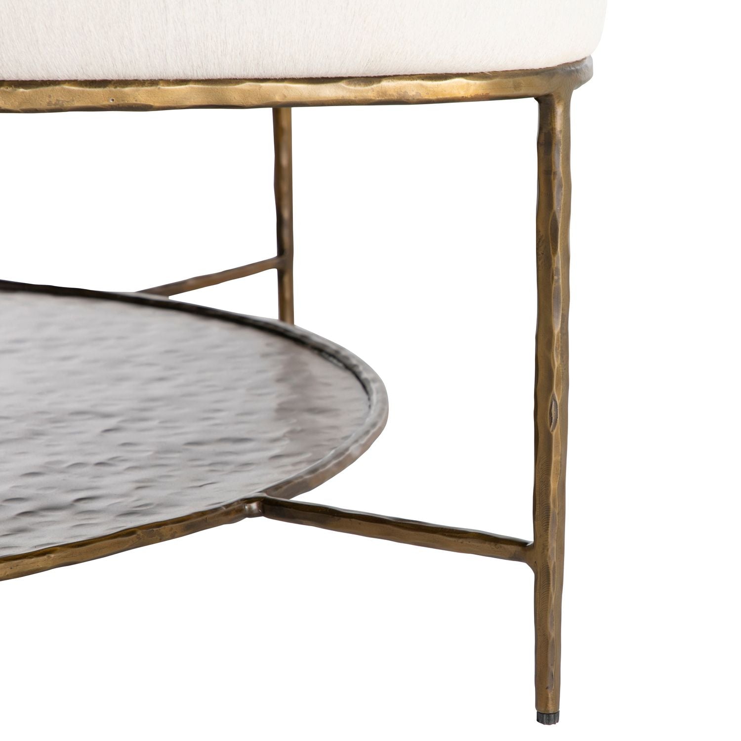 Laurie Hair-on-Hide Leather Iron Square Ottoman