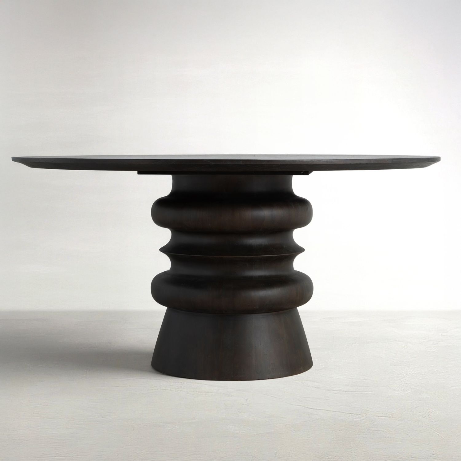 Teva Mindi Veneer Round Pedestal Dining Table - Forest Black, 60 In. W X 30 In. H