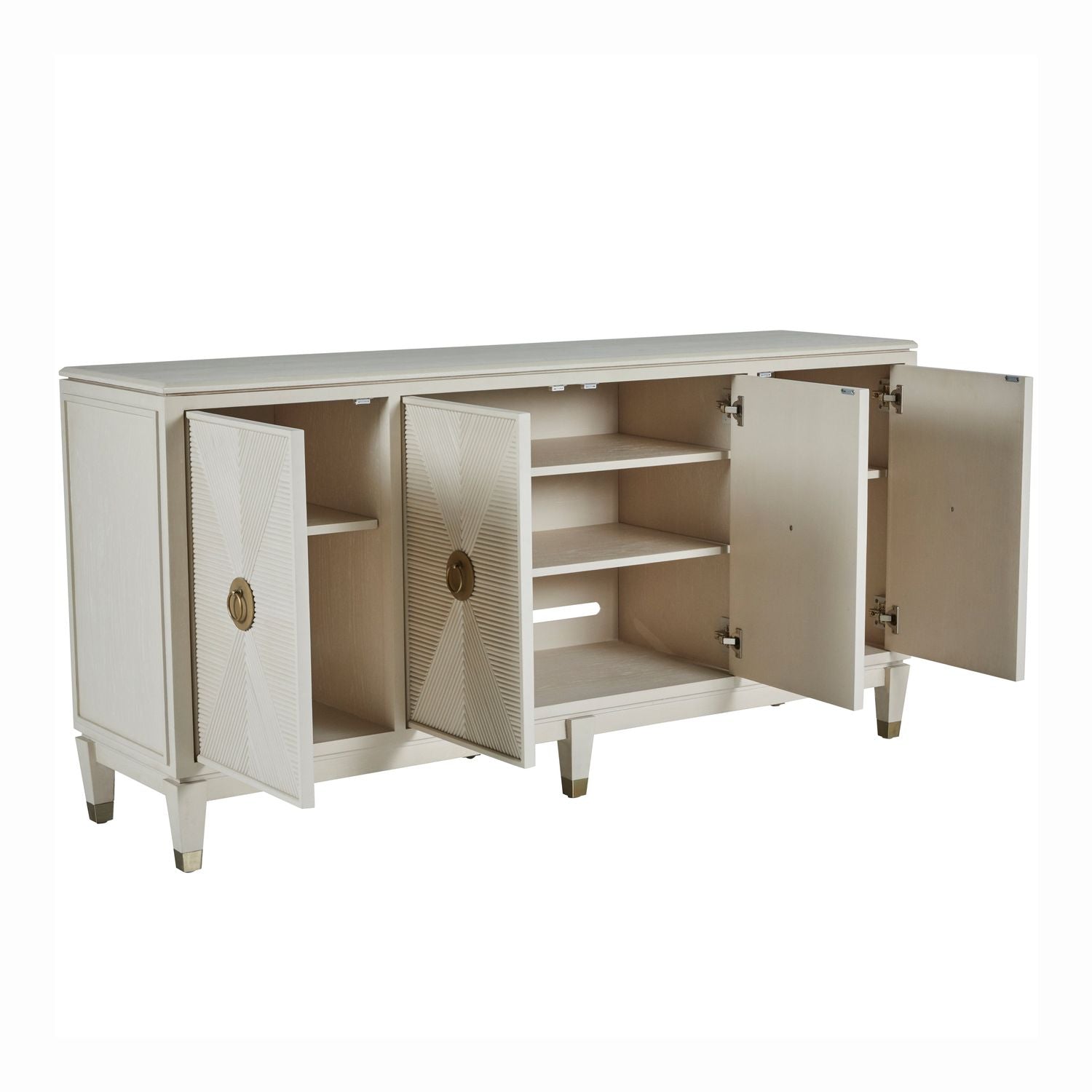 Strella Wood Iron Storage Cabinet - 4 Shelves, Cerused White