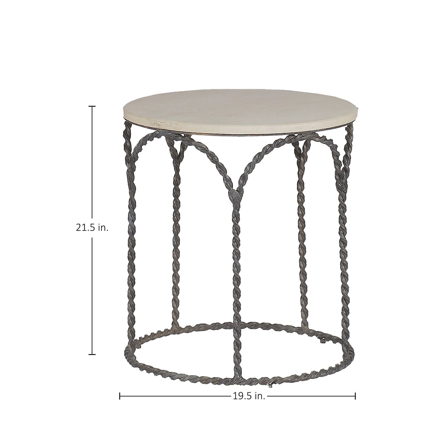 Bradley Iron Round Frame Side Table - 19.5 In. W X 21.5 In. H