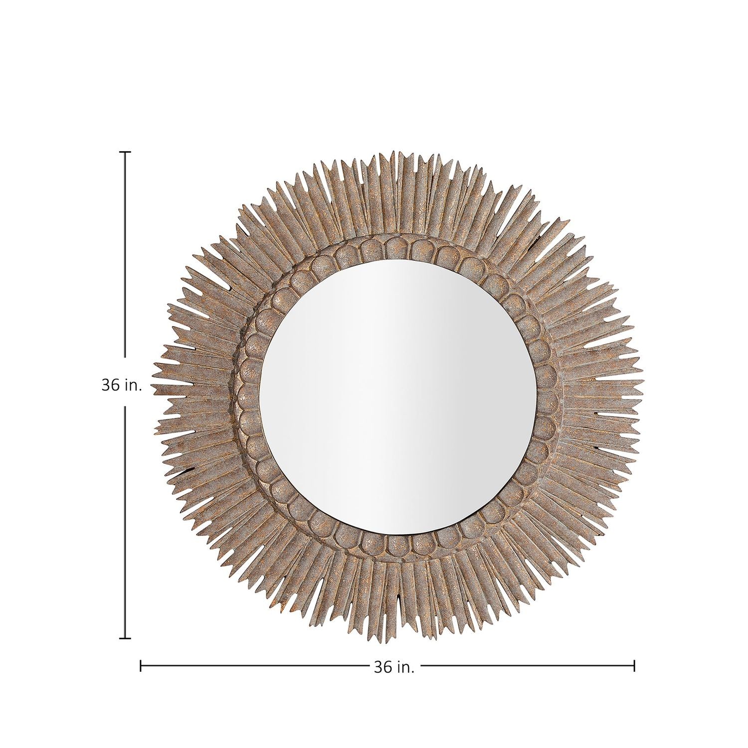 Ramona Circle Accent Mirror - Antique Textured Gold, 36 In. H X 36 In. W X 36 In. D
