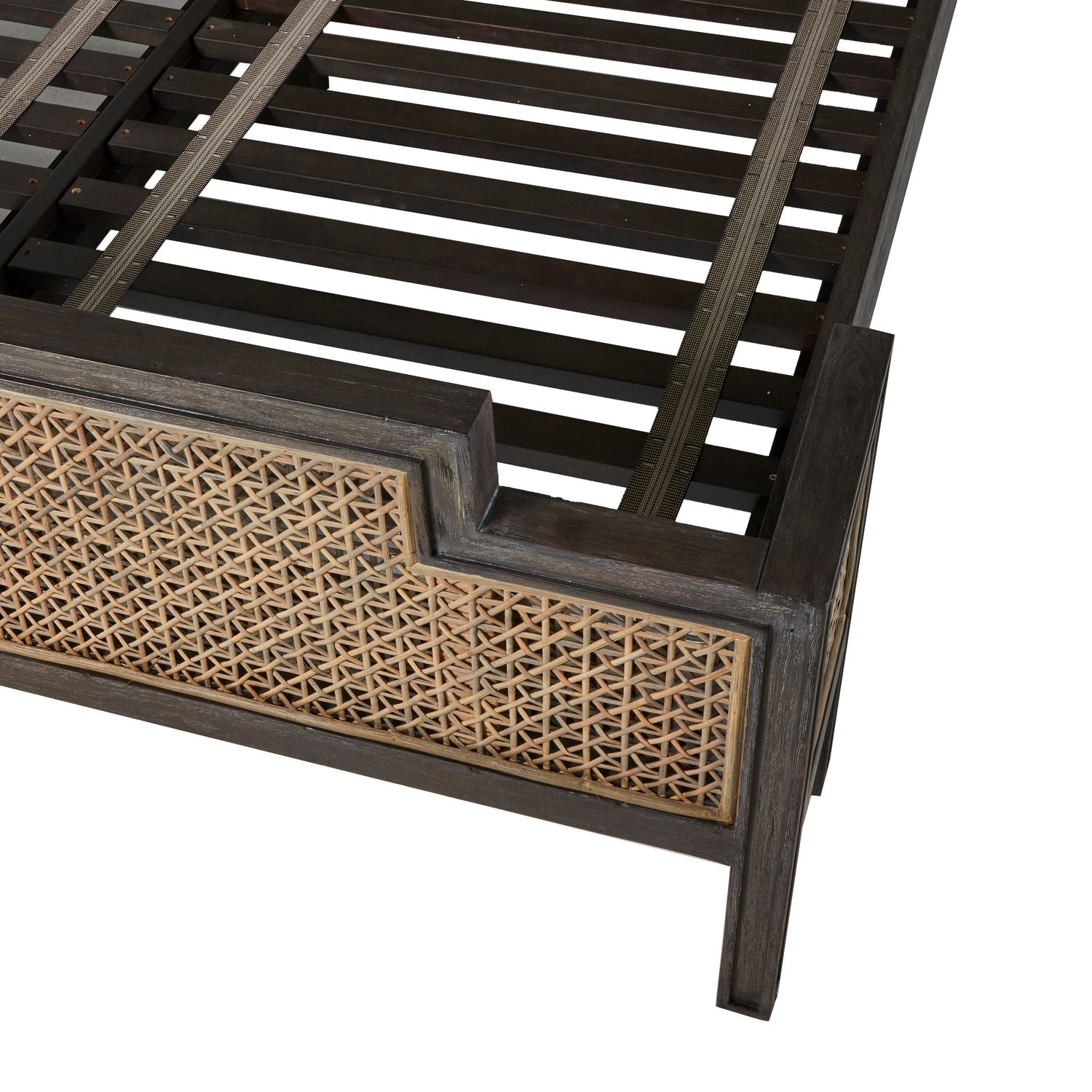 Camille Natural Rattan Wood Transitional Cane Bed
