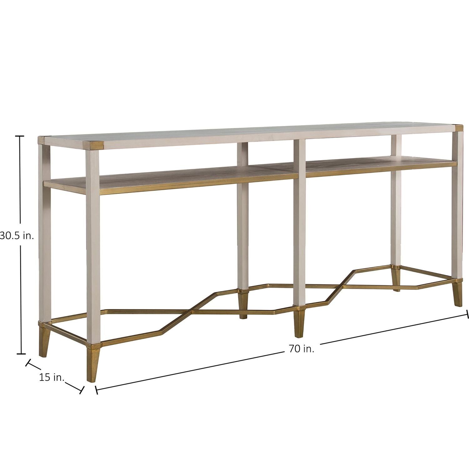 Sue Oak Rectangle Console Table - Cerused White, 70 In. W X 30.5 In. H
