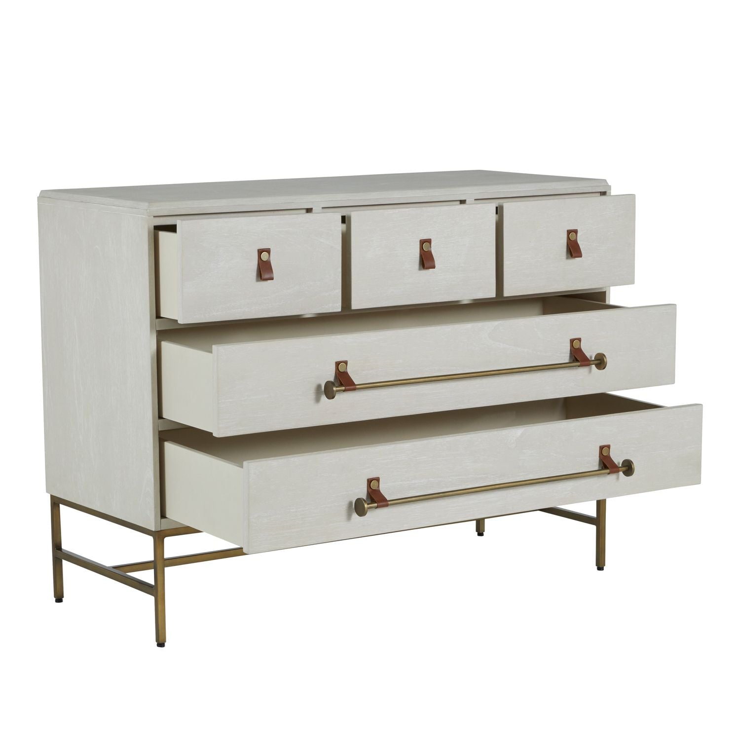 Maya Mindi Dresser - 5 Drawers, Cerused White