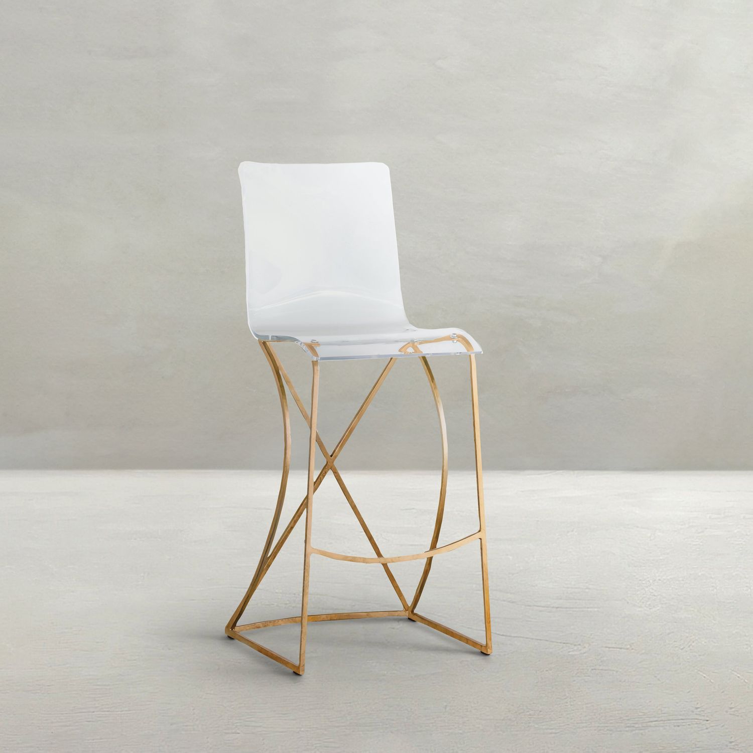 Johnson Iron Acrylic Bar Stool - Antique Gold Clear