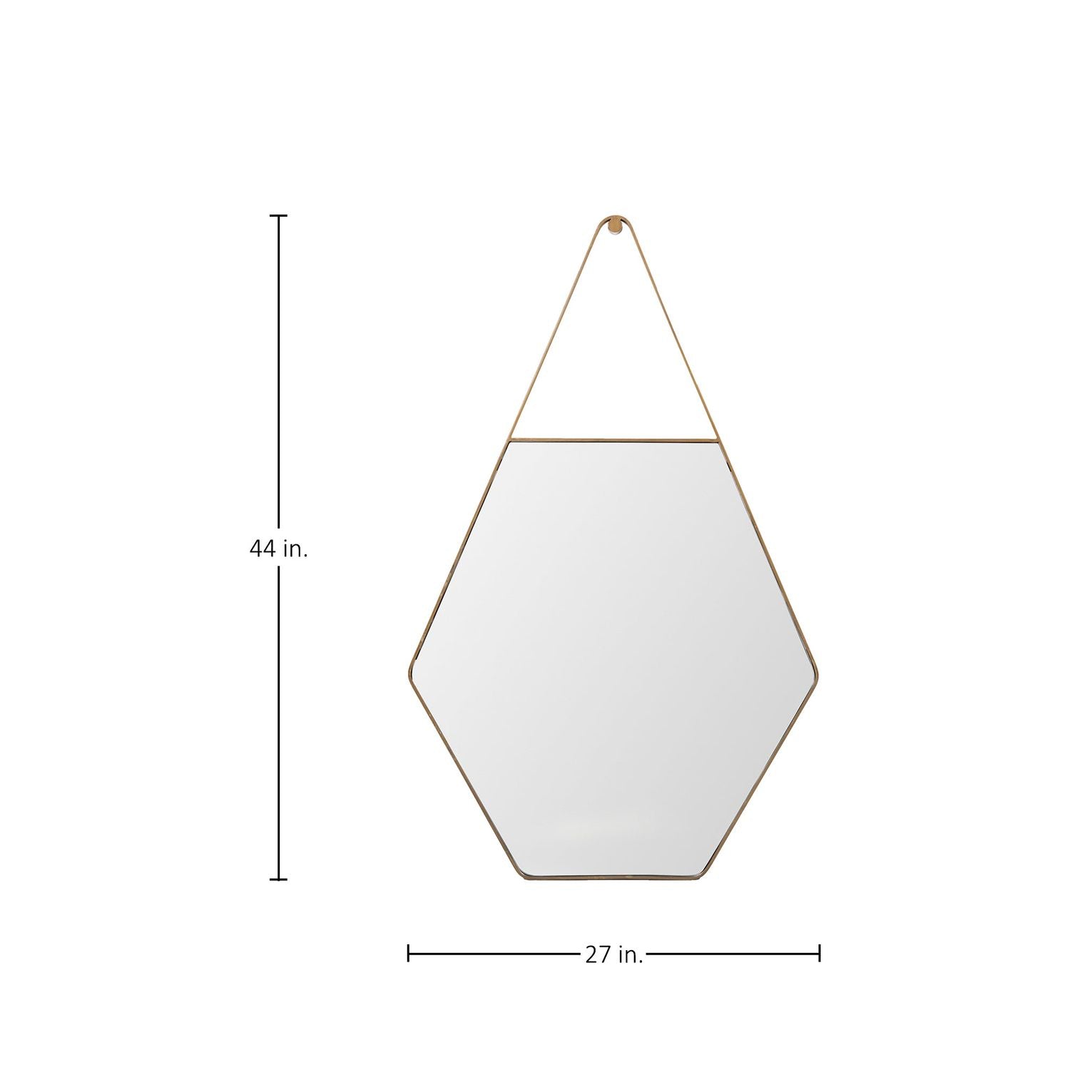 Lovell Hexagon Accent Mirror - Brushed Antique Gold, 44 In. H X 27 In. W X 1 In. D