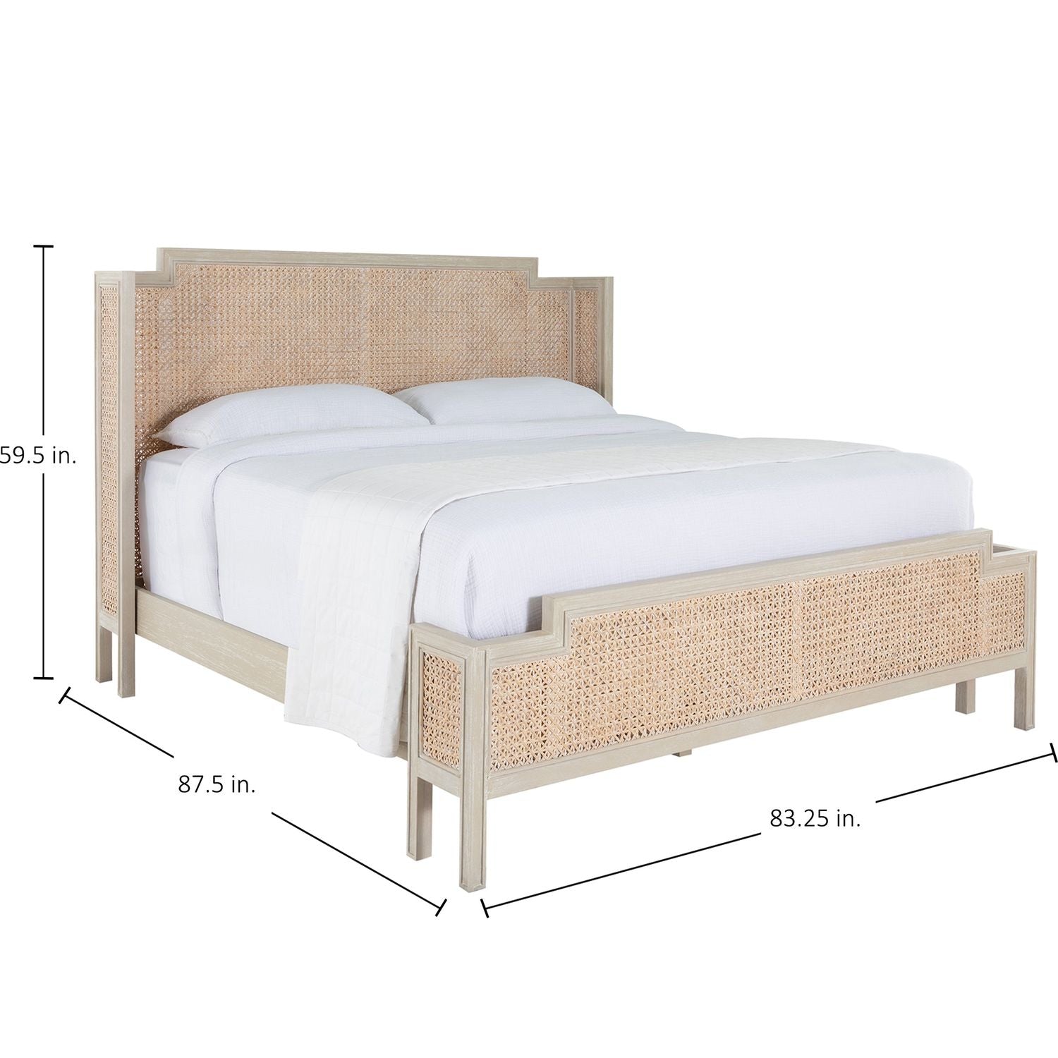 Camille Natural Rattan Wood Transitional Cane Bed