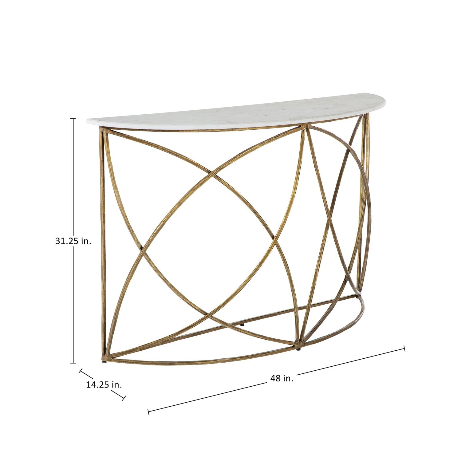 Wayland Iron Half-Circle Frame Console Table - 48 In. W X 31.25 In. H