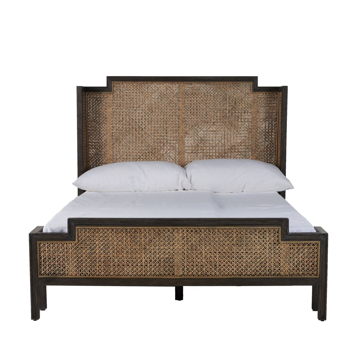 Camille Natural Rattan Wood Transitional Cane Bed