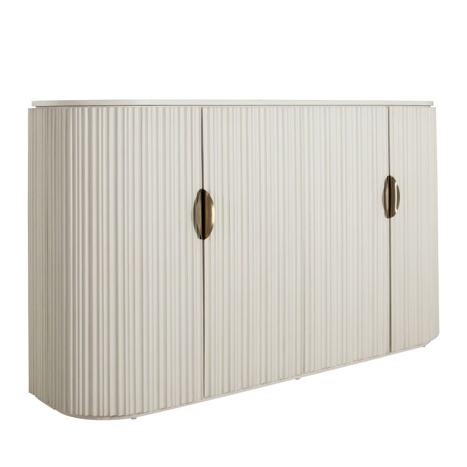 Isadora Wood Fluted Sideboard - 2 Shelves, Sesame White