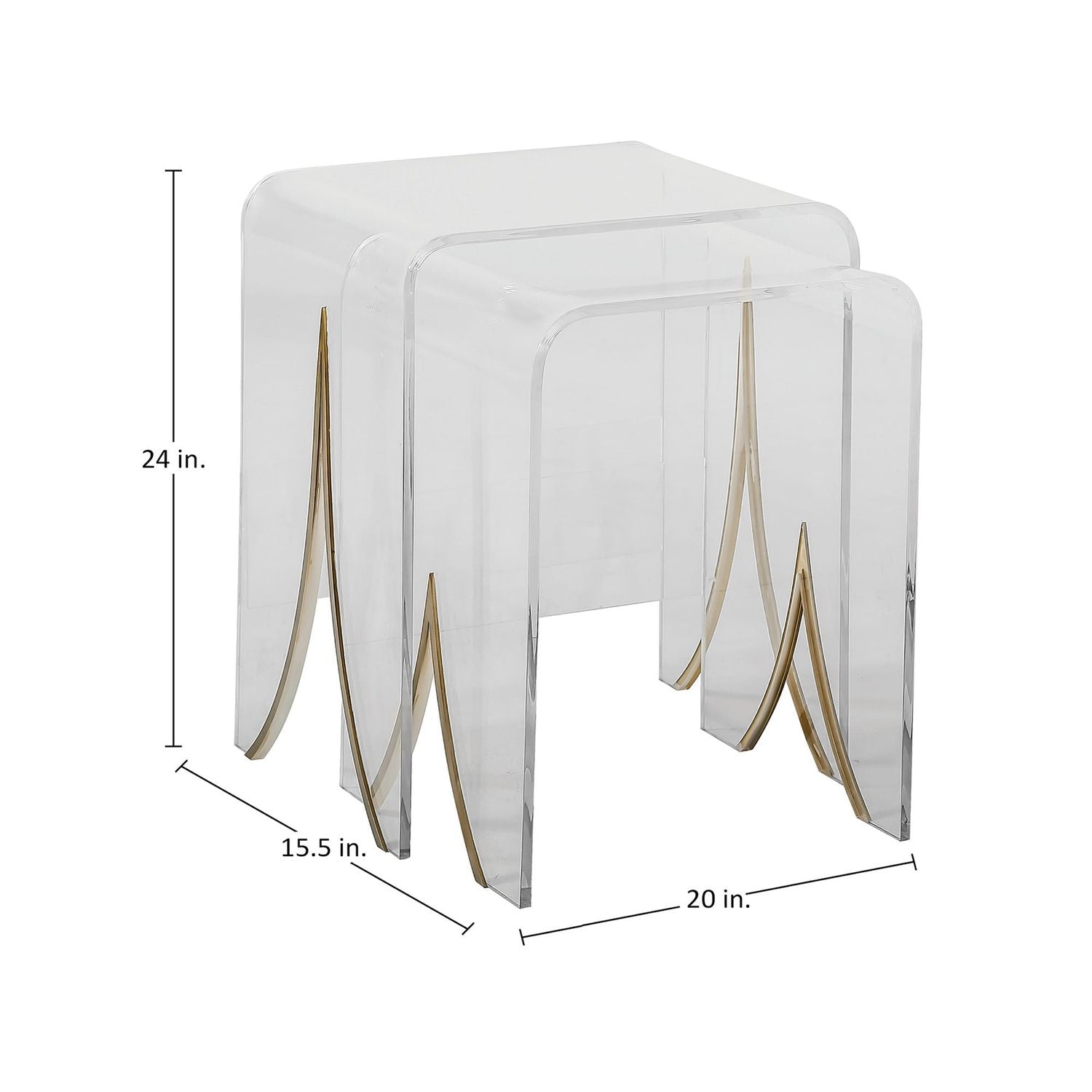 Magnolia Iron Acrylic Rectangle Frame Nesting Table - 20 In. W X 24 In. H