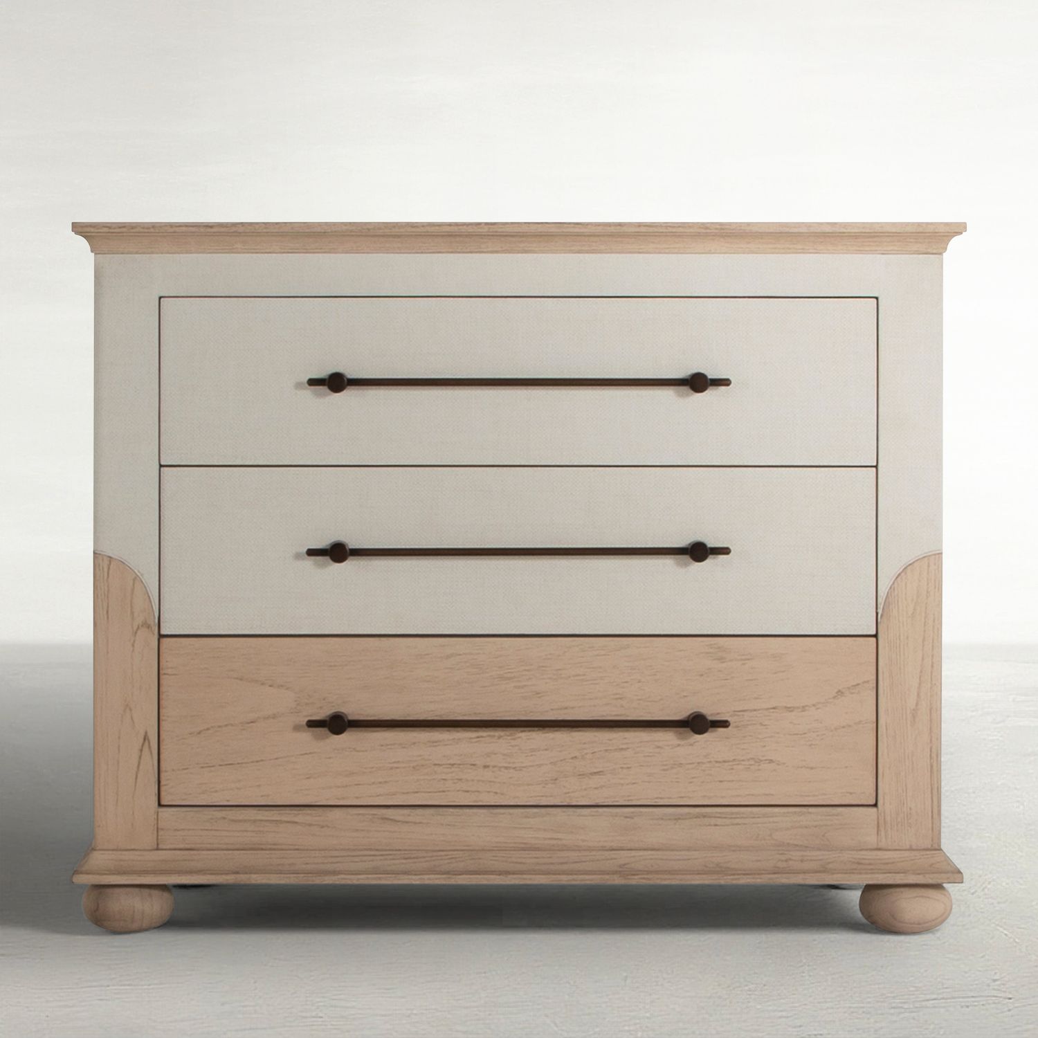 Crestine Mindi Wood Chest - 3 Drawers, White Raffia